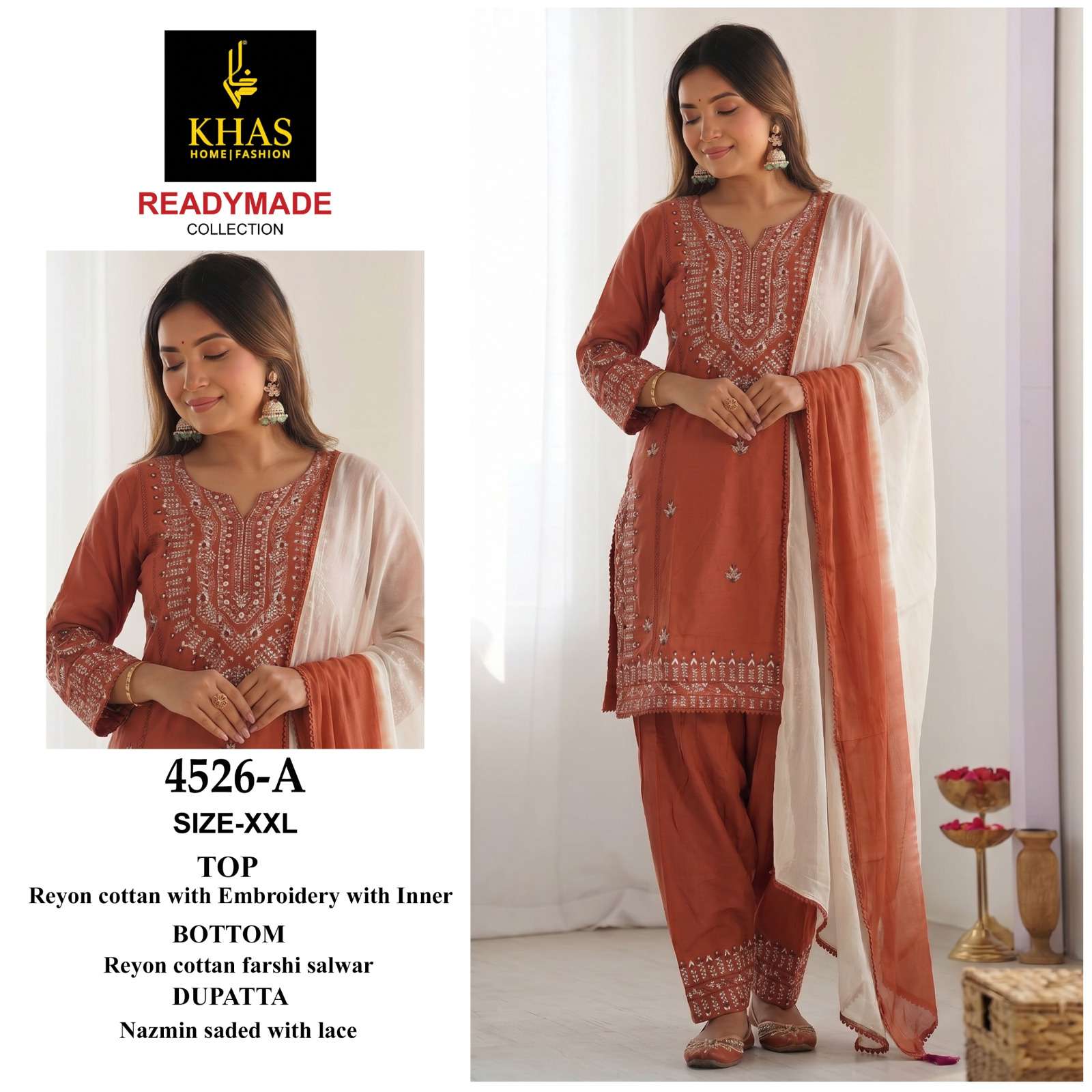 KHAS FASHION D NO 4526 HEAVY EMBROIDERY DESIGNER READY MADE PAKISTANI SUIT