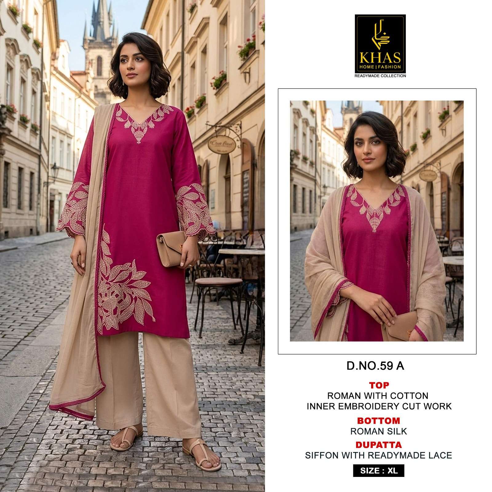 KHAS FASHION D NO 59 ROMAN SILK DESIGNER WORK READY MADE SUIT