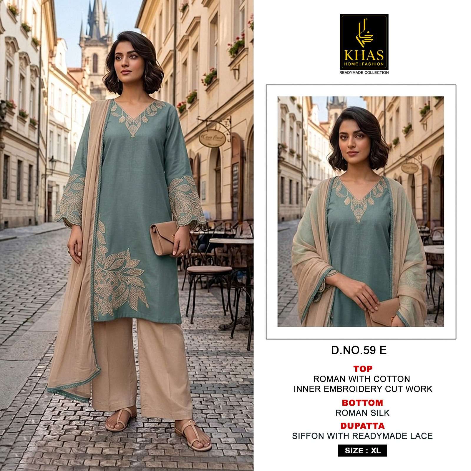 KHAS FASHION D NO 59 ROMAN SILK DESIGNER WORK READY MADE SUIT