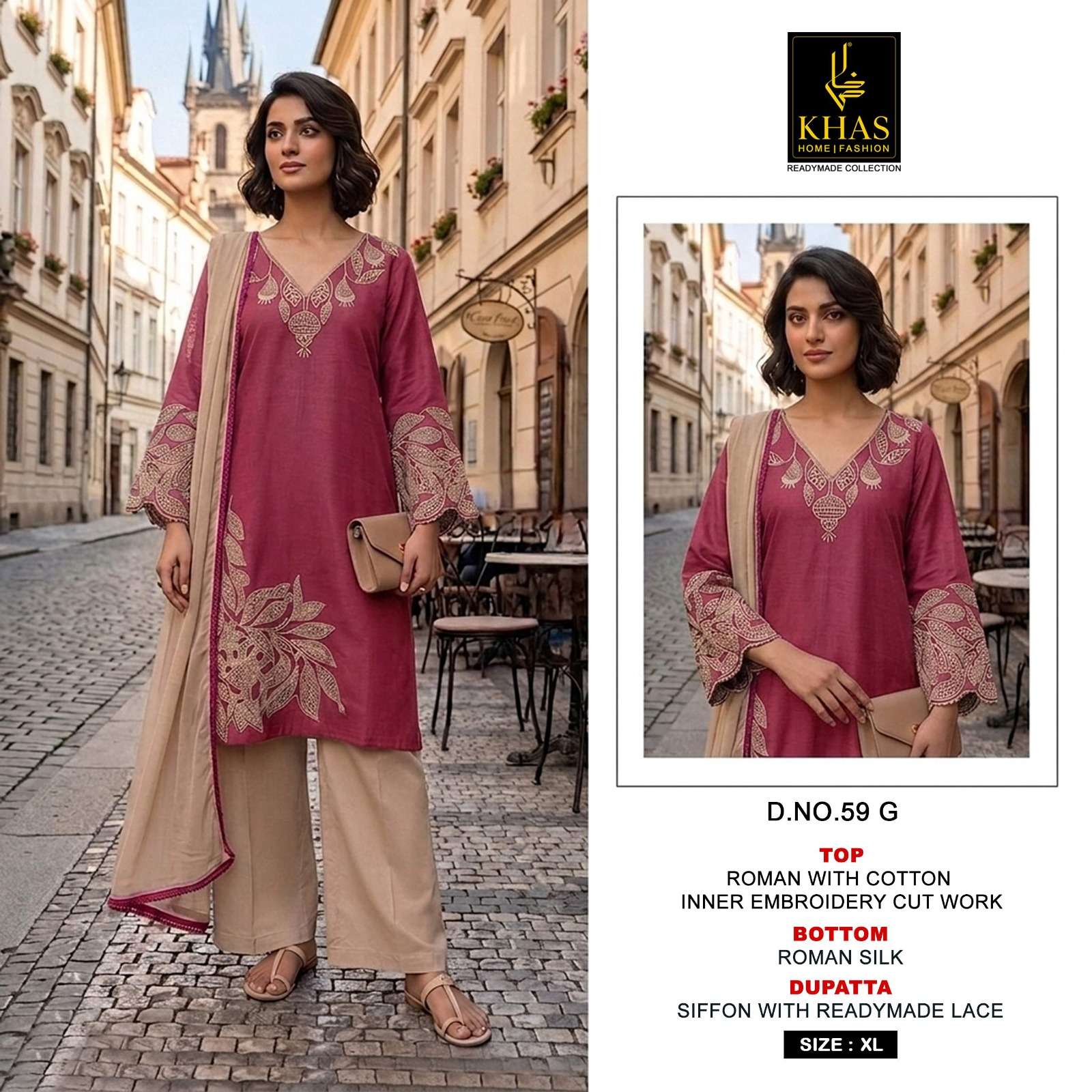 KHAS FASHION D NO 59 ROMAN SILK DESIGNER WORK READY MADE SUIT