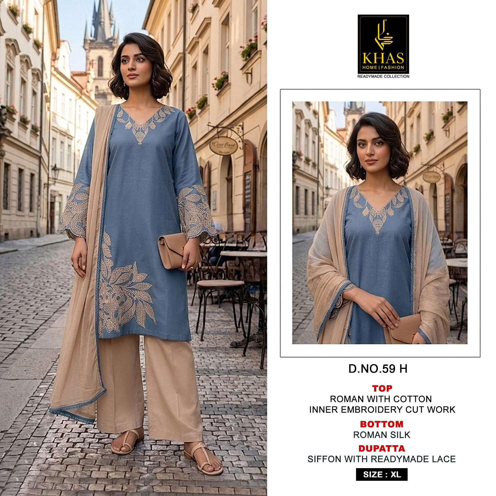 KHAS FASHION D NO 59 ROMAN SILK DESIGNER WORK READY MADE SUIT