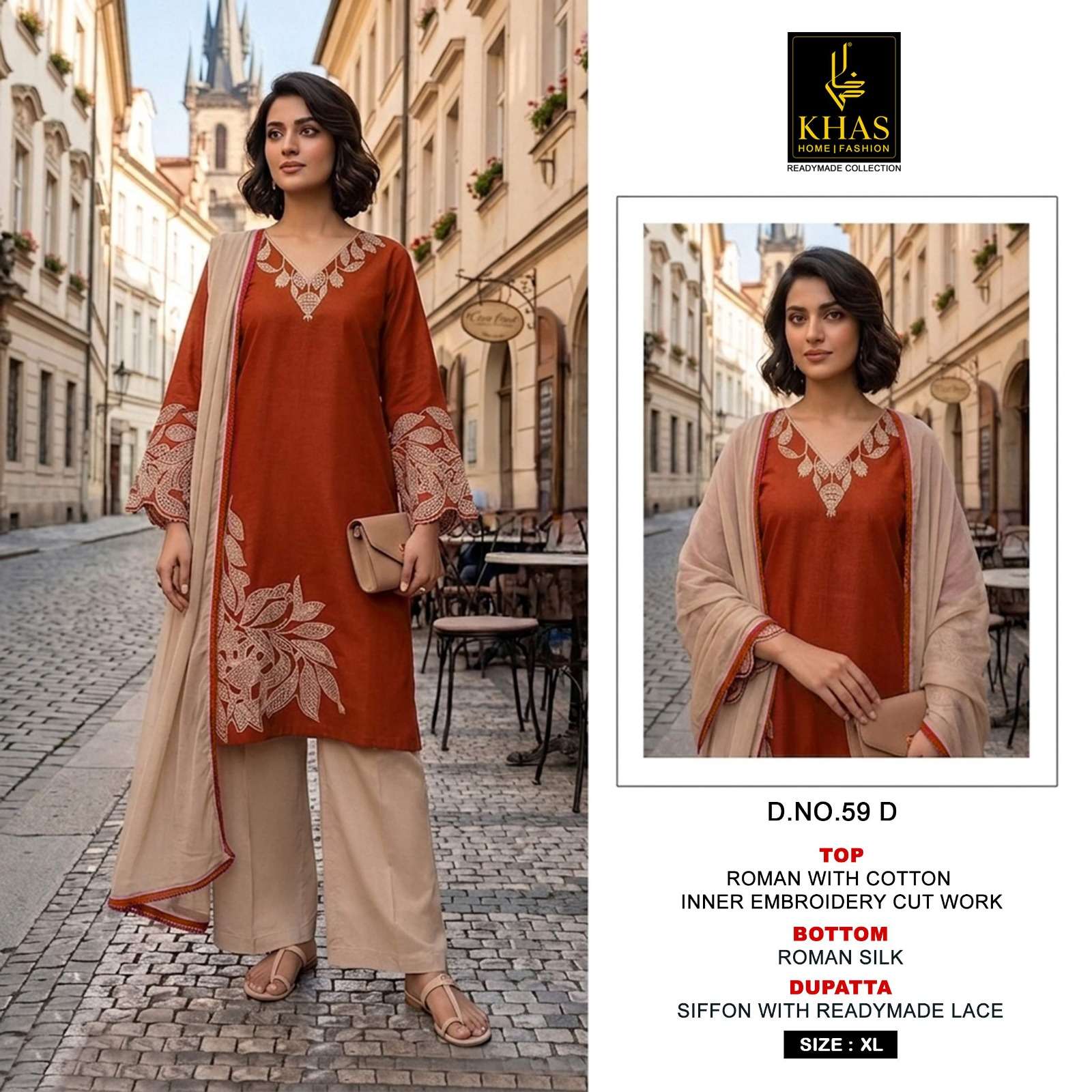 KHAS FASHION D NO 59 ROMAN SILK DESIGNER WORK READY MADE SUIT