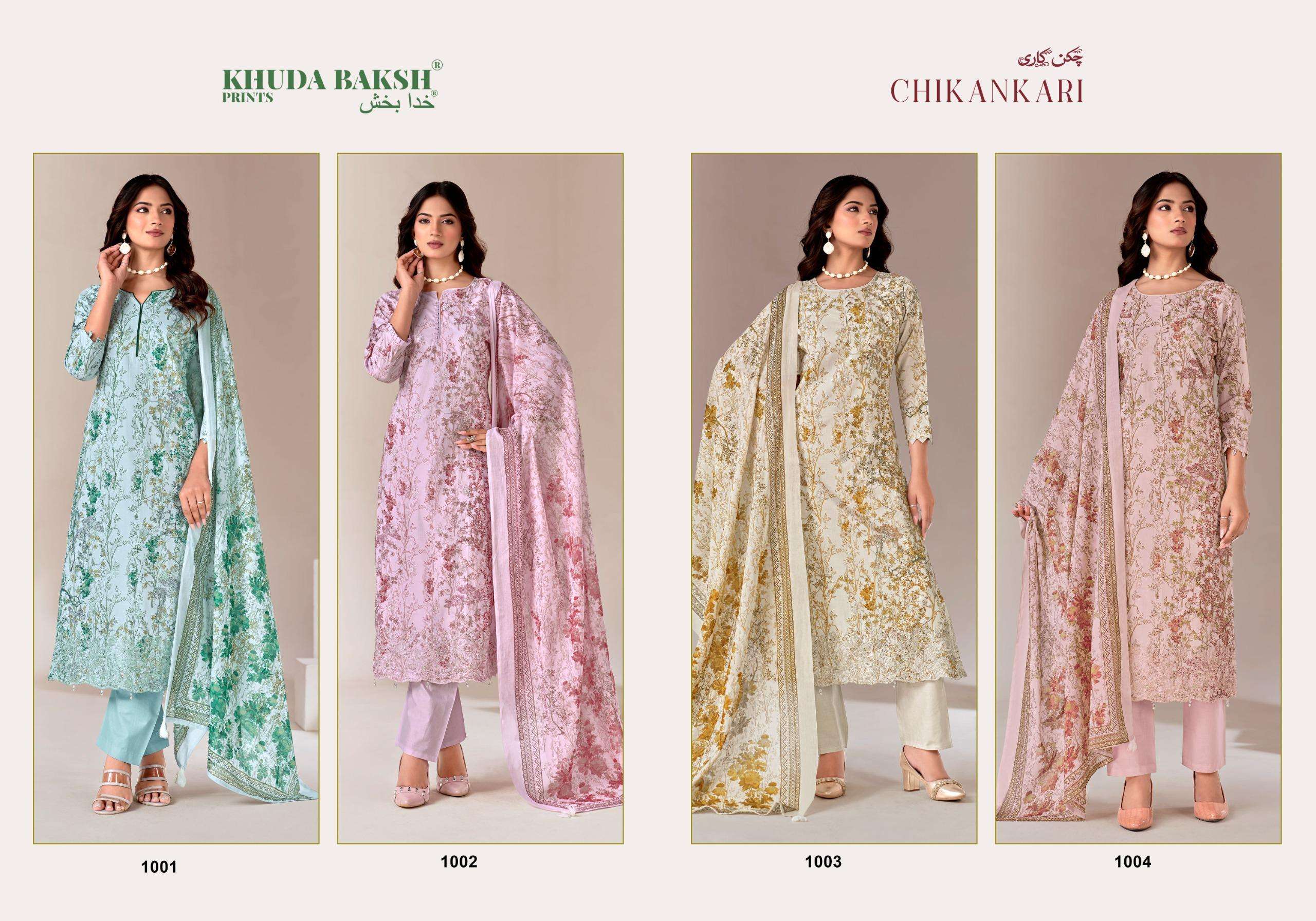 KHUDHA BAKSH PRINTS CHIKANKARI EDITION LAWN COTTON DIGITAL PRINT WITH FANCY WORK SUIT