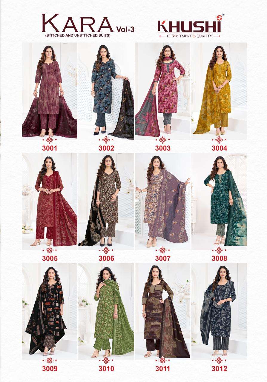 KHUSHI KARA VOL 3 COTTON PRINT READY MADE LADIES SUIT
