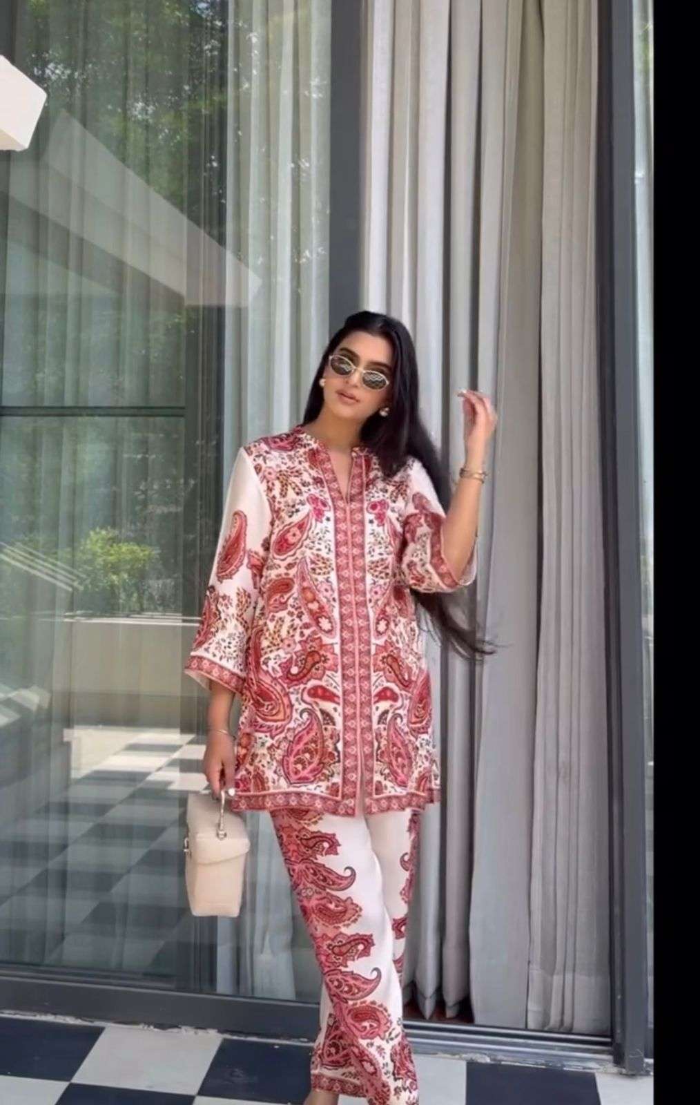 LADY LOOK 018 SATIN PRINT WITH FANCY WORK PAKISTANI STYLE CO-ORD SET