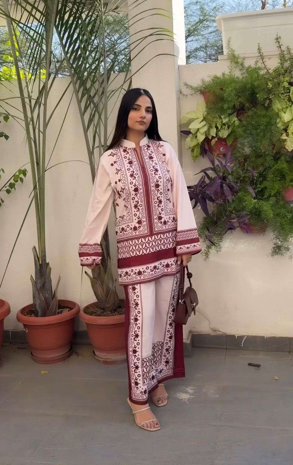 LADY LOOK 018 SATIN PRINT WITH FANCY WORK PAKISTANI STYLE CO-ORD SET