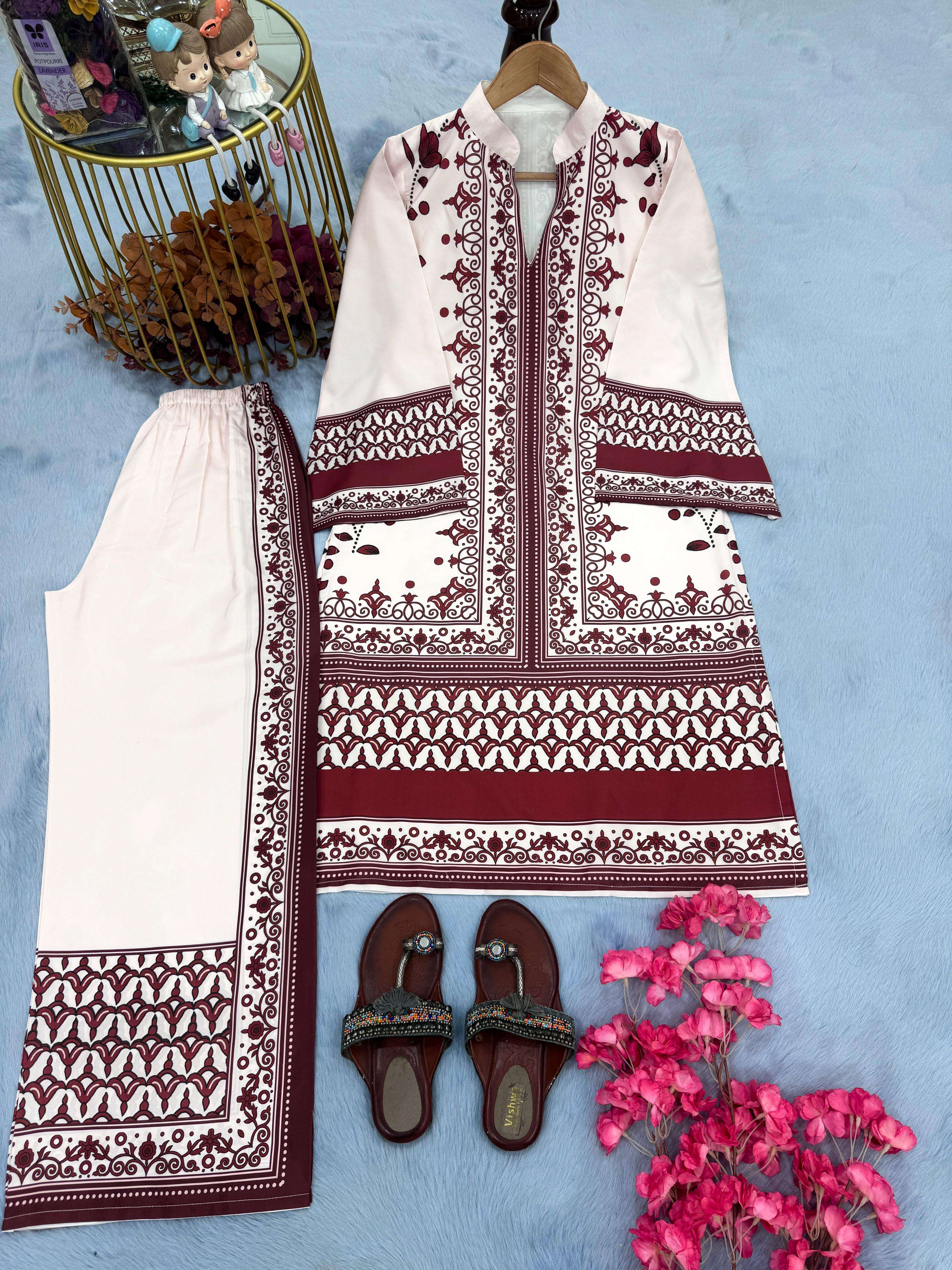 LADY LOOK 018 SATIN PRINT WITH FANCY WORK PAKISTANI STYLE CO-ORD SET