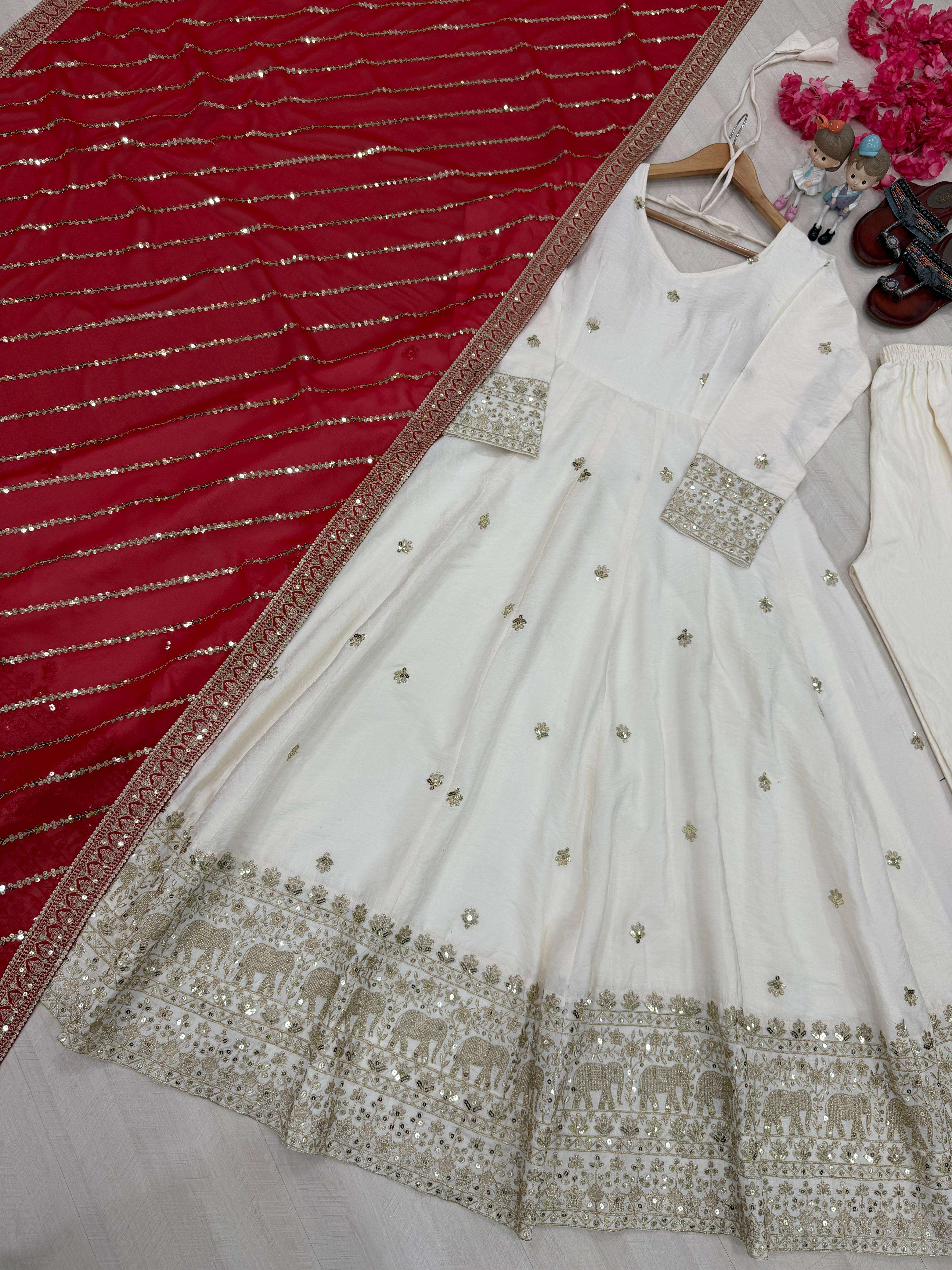 LADY LOOK 034 SILK WITH EMBROIDERY WORK ANARKALI GOWN STYLE SUIT