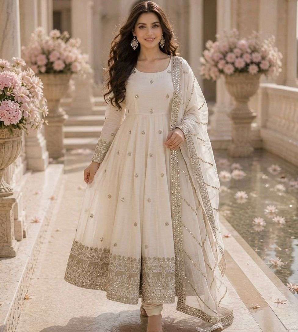 LADY LOOK 034 SILK WITH EMBROIDERY WORK ANARKALI GOWN STYLE SUIT