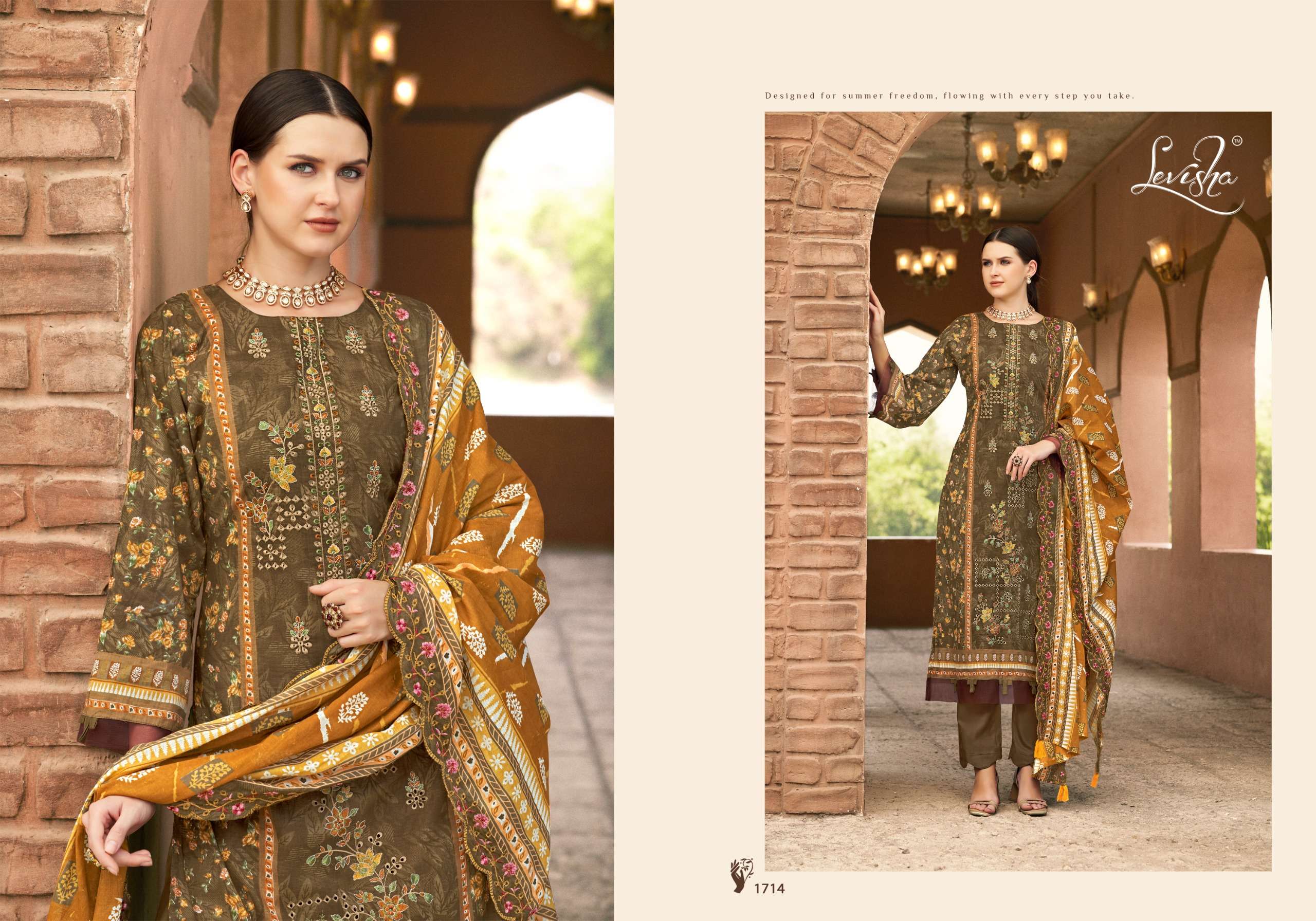 LEVISHA MADHUBALA VOL 17 LAWN COTTON DIGITAL PRINT WITH FANCY WORK SUIT