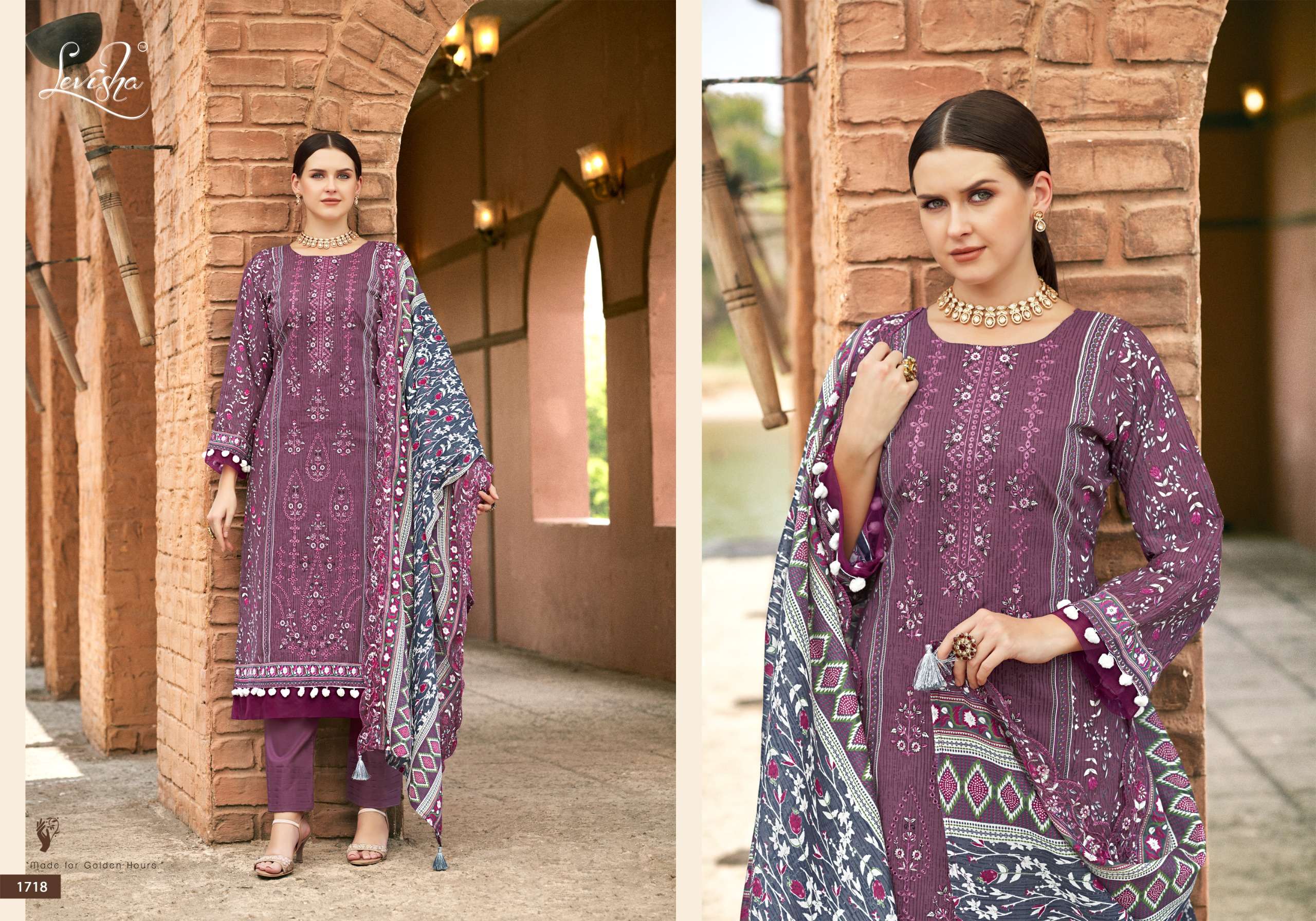 LEVISHA MADHUBALA VOL 17 LAWN COTTON DIGITAL PRINT WITH FANCY WORK SUIT