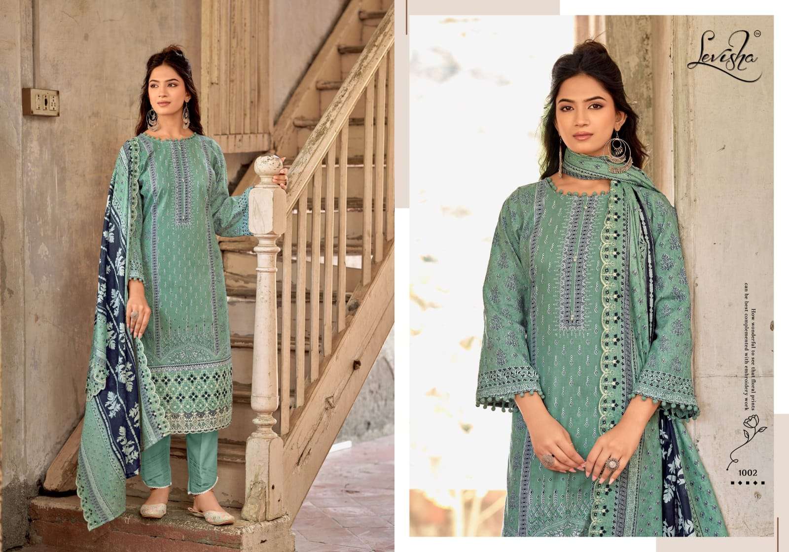 LEVISHA ZUBIA LAWN COTTON DIGITAL PRINT WITH FANCY WORK SUIT