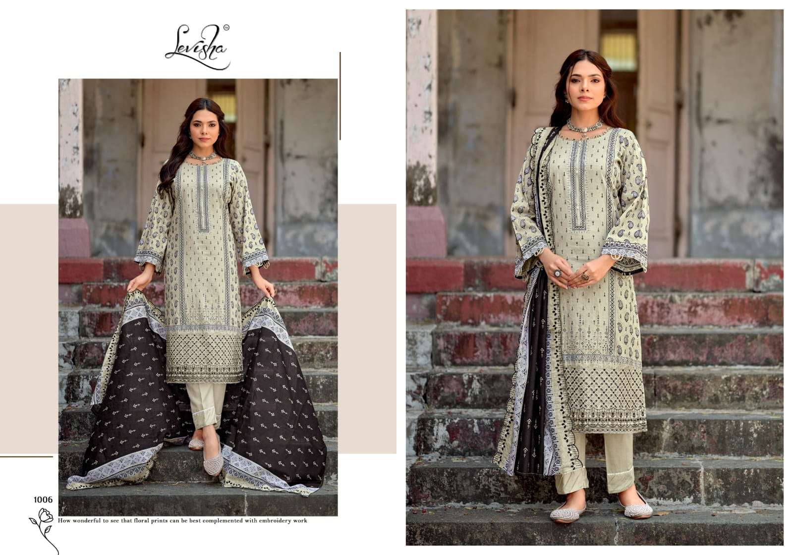 LEVISHA ZUBIA LAWN COTTON DIGITAL PRINT WITH FANCY WORK SUIT