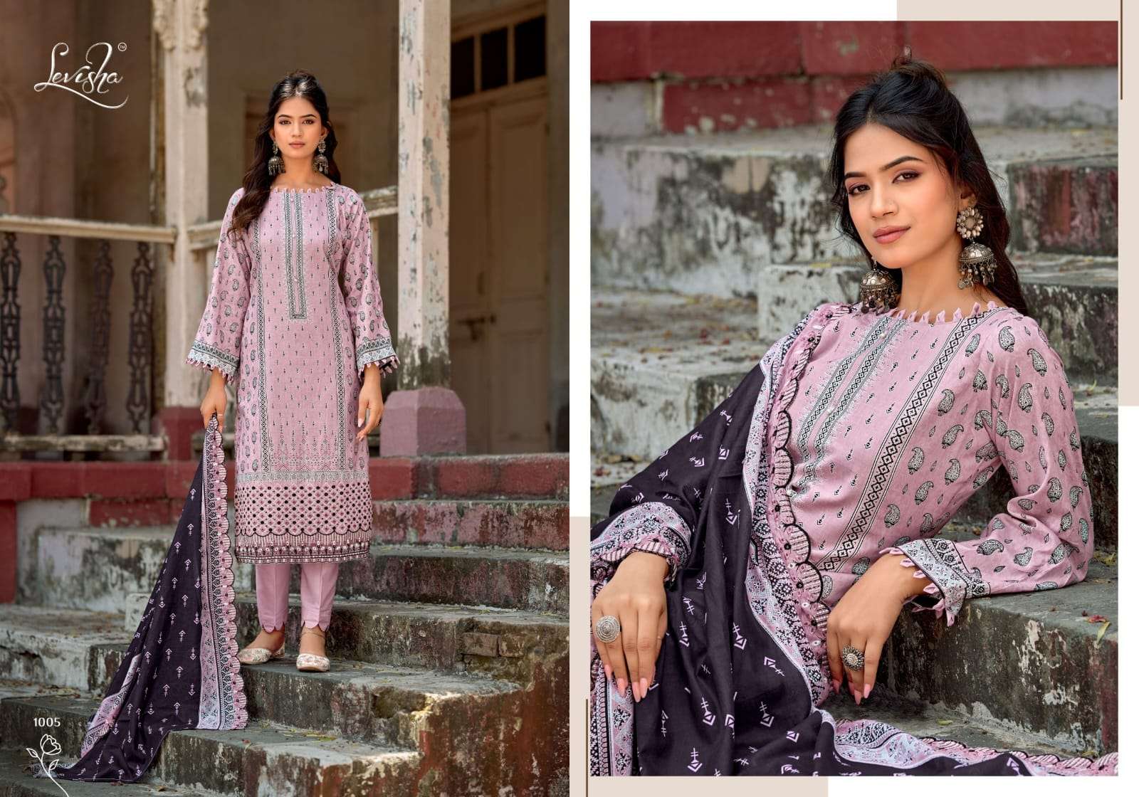 LEVISHA ZUBIA LAWN COTTON DIGITAL PRINT WITH FANCY WORK SUIT