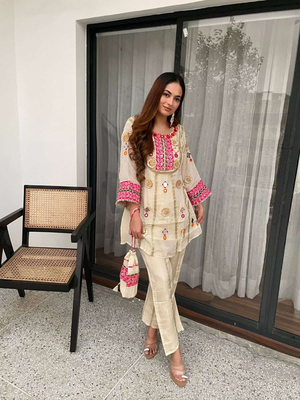LG 2091 COSMOS FABRIC PREETY LOOK DESIGNER PARTY WEAR LADIES TOP WITH BOTTOM PAIR 