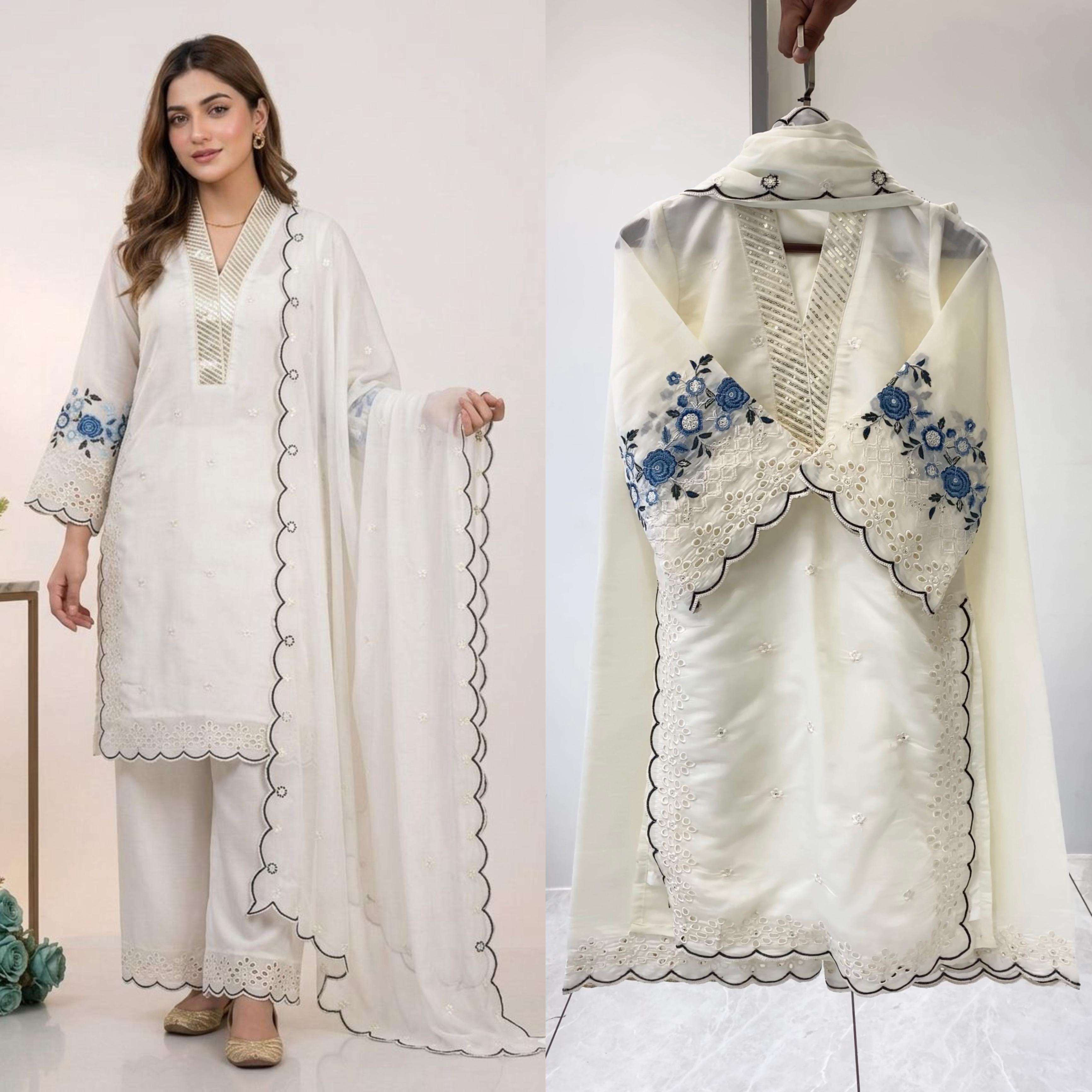 LG 2093 SILK SEQUENCE EMBROIDERY DESIGNER WORK PARTY WEAR LADIES SUIT
