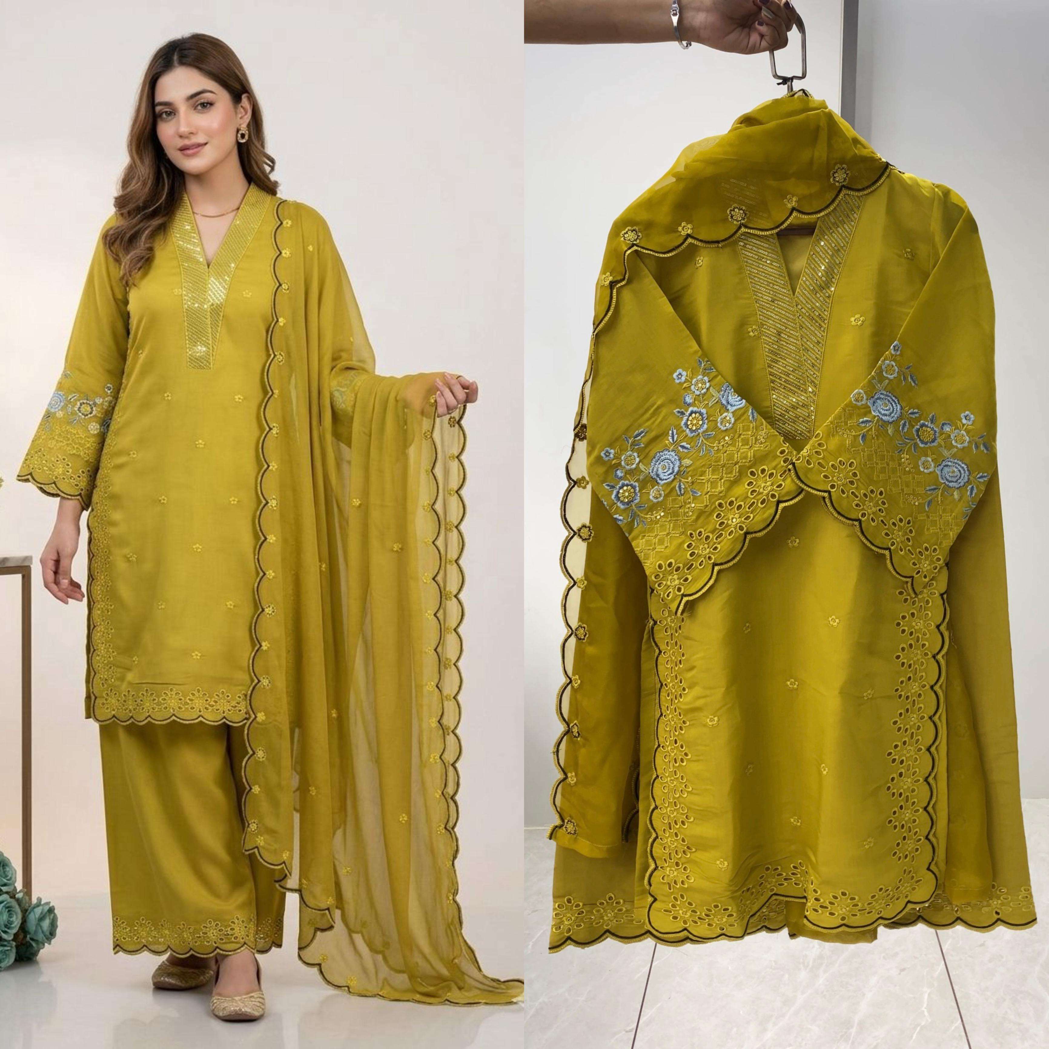 LG 2093 SILK SEQUENCE EMBROIDERY DESIGNER WORK PARTY WEAR LADIES SUIT