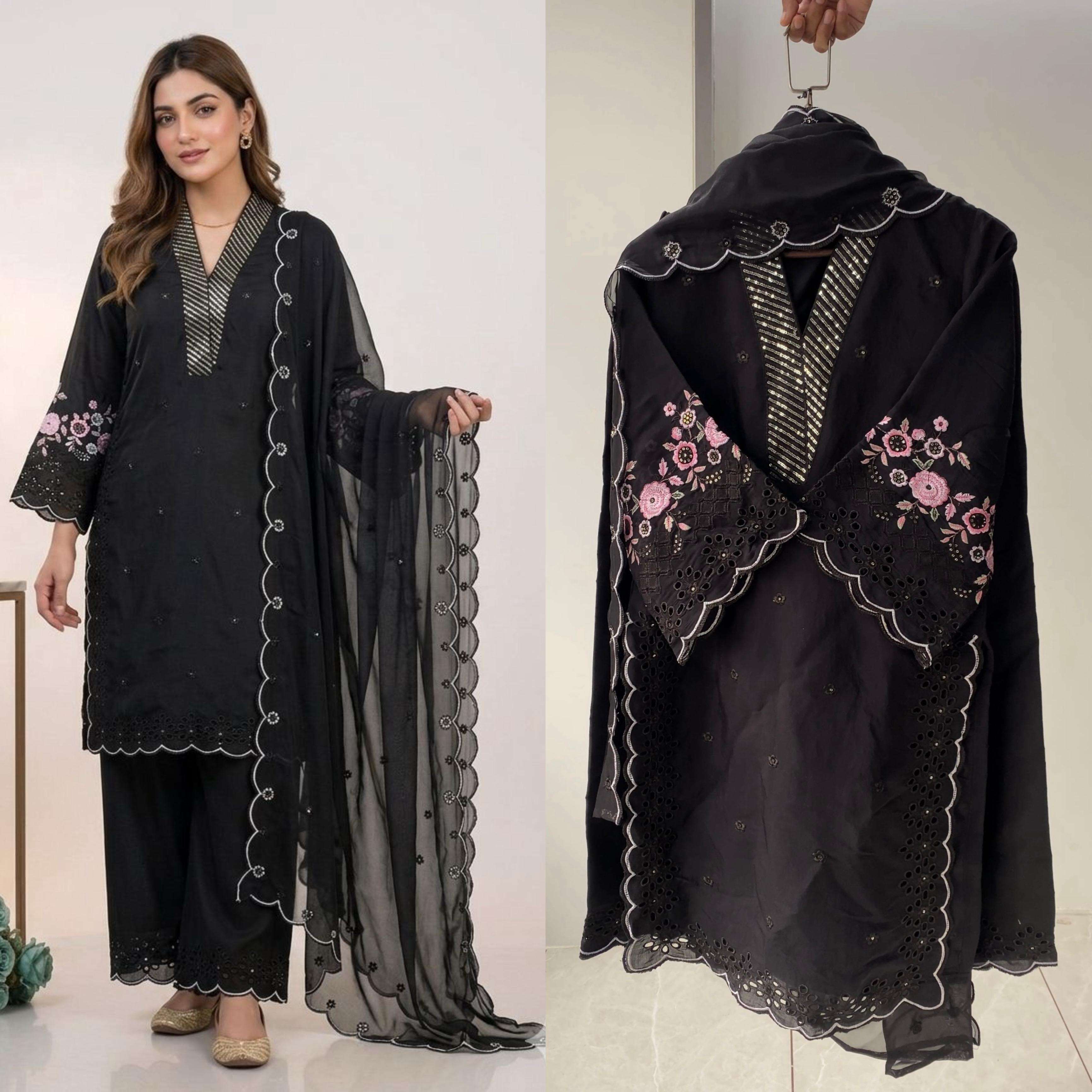 LG 2093 SILK SEQUENCE EMBROIDERY DESIGNER WORK PARTY WEAR LADIES SUIT