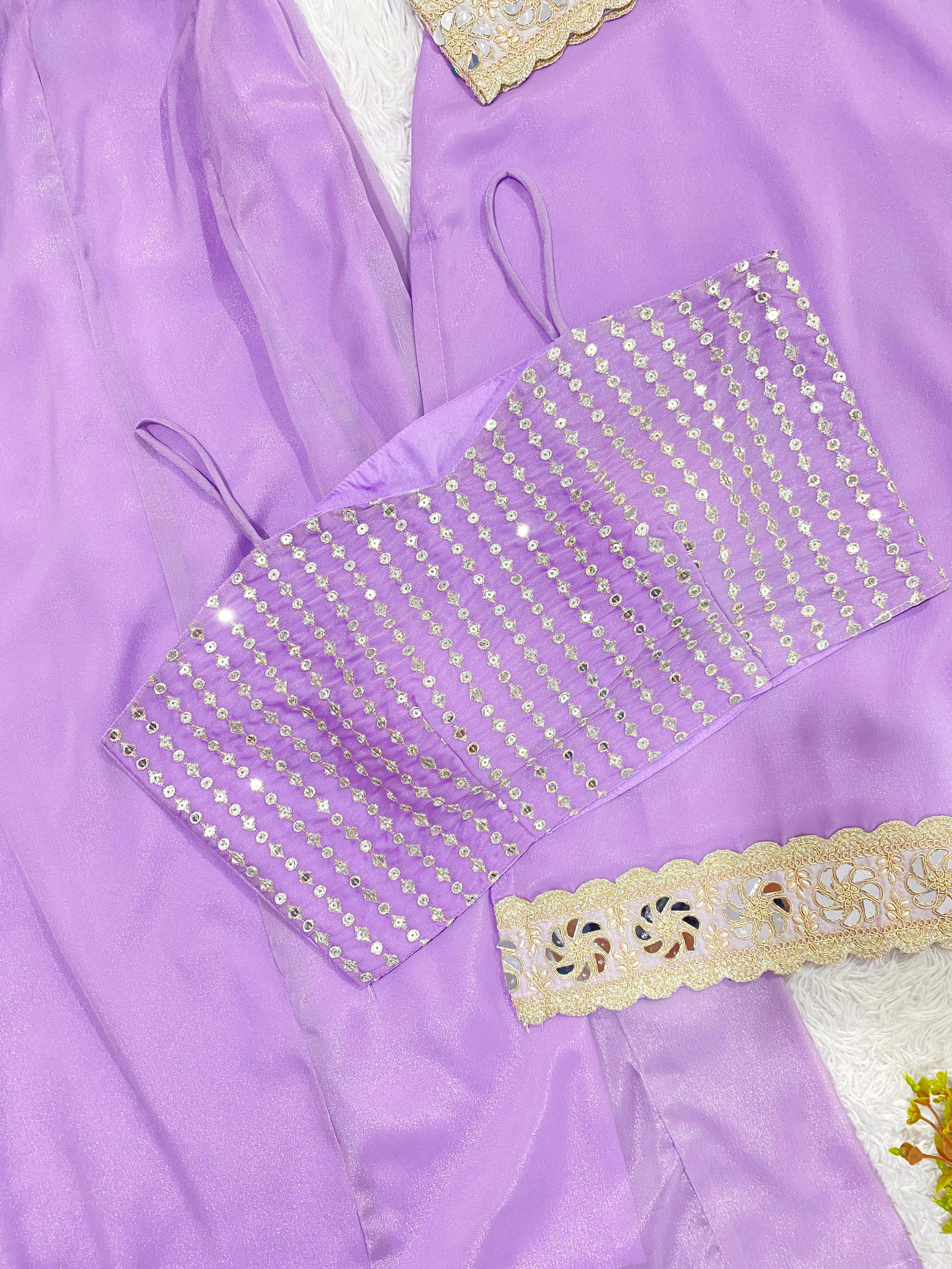 LG 2096 GEORGETTE SEQUENCE DESIGNER PARTY WEAR BLOUSE TOP PLAZZO WITH DUPATTA SET