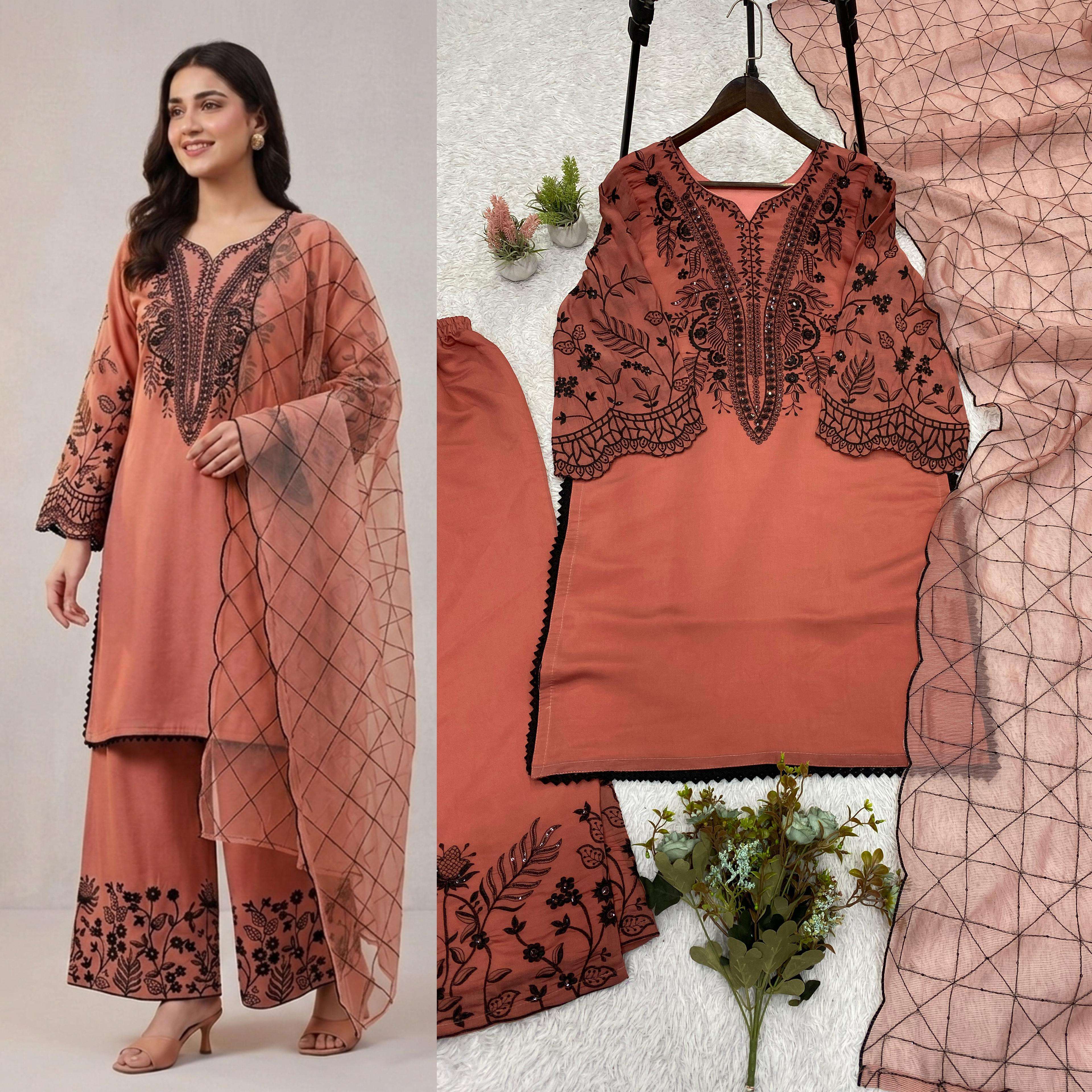 LG 2101 COTTON SEQUENCE EMBROIDERY DESIGNER WORK READY MADE LADIES SUIT