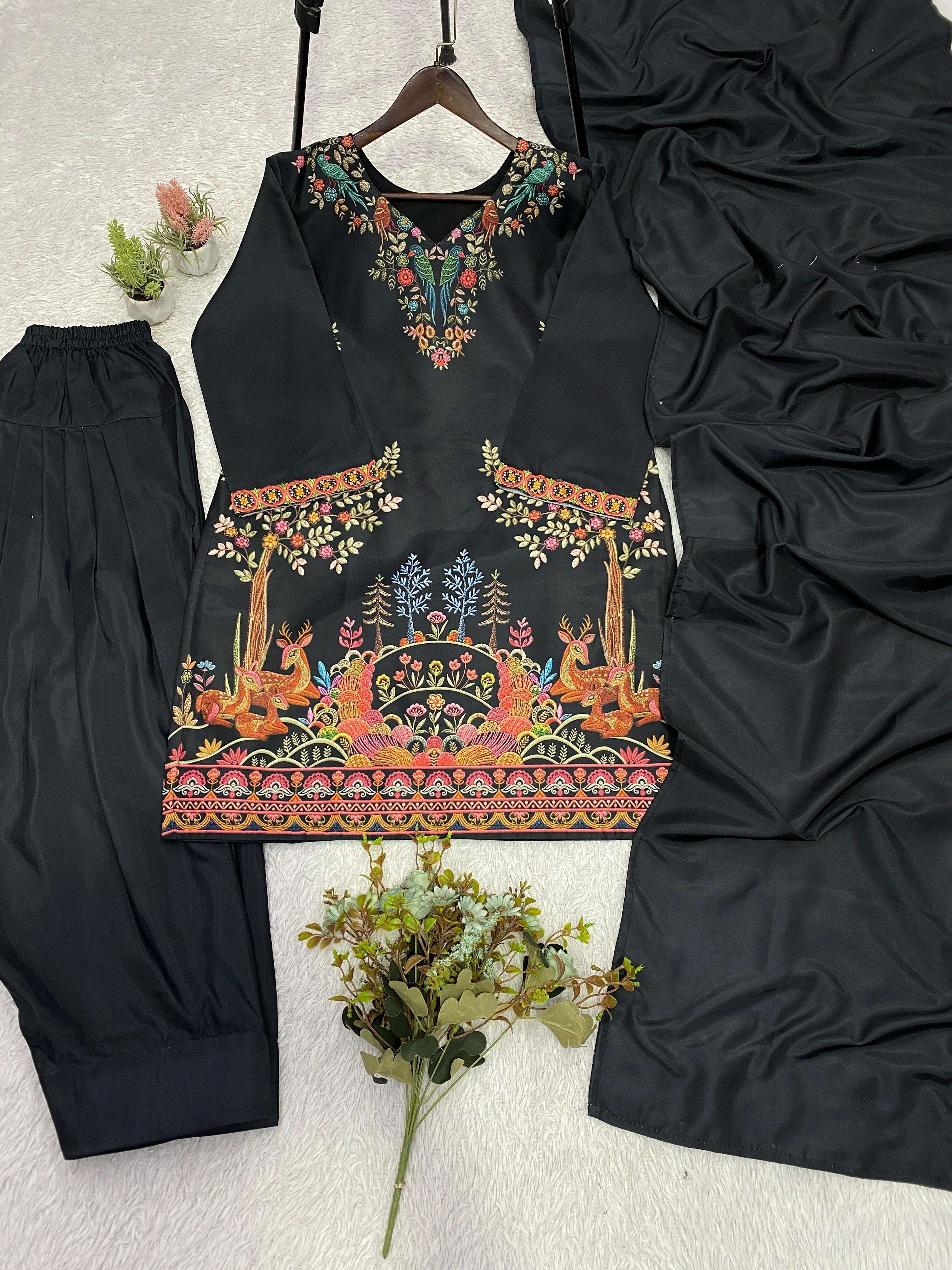 LG 2102 ROMAN SILK BEAUTIFUL DESIGNER LOOK PARTY LADIES TOP SALWAAR WITH DUPATTA 