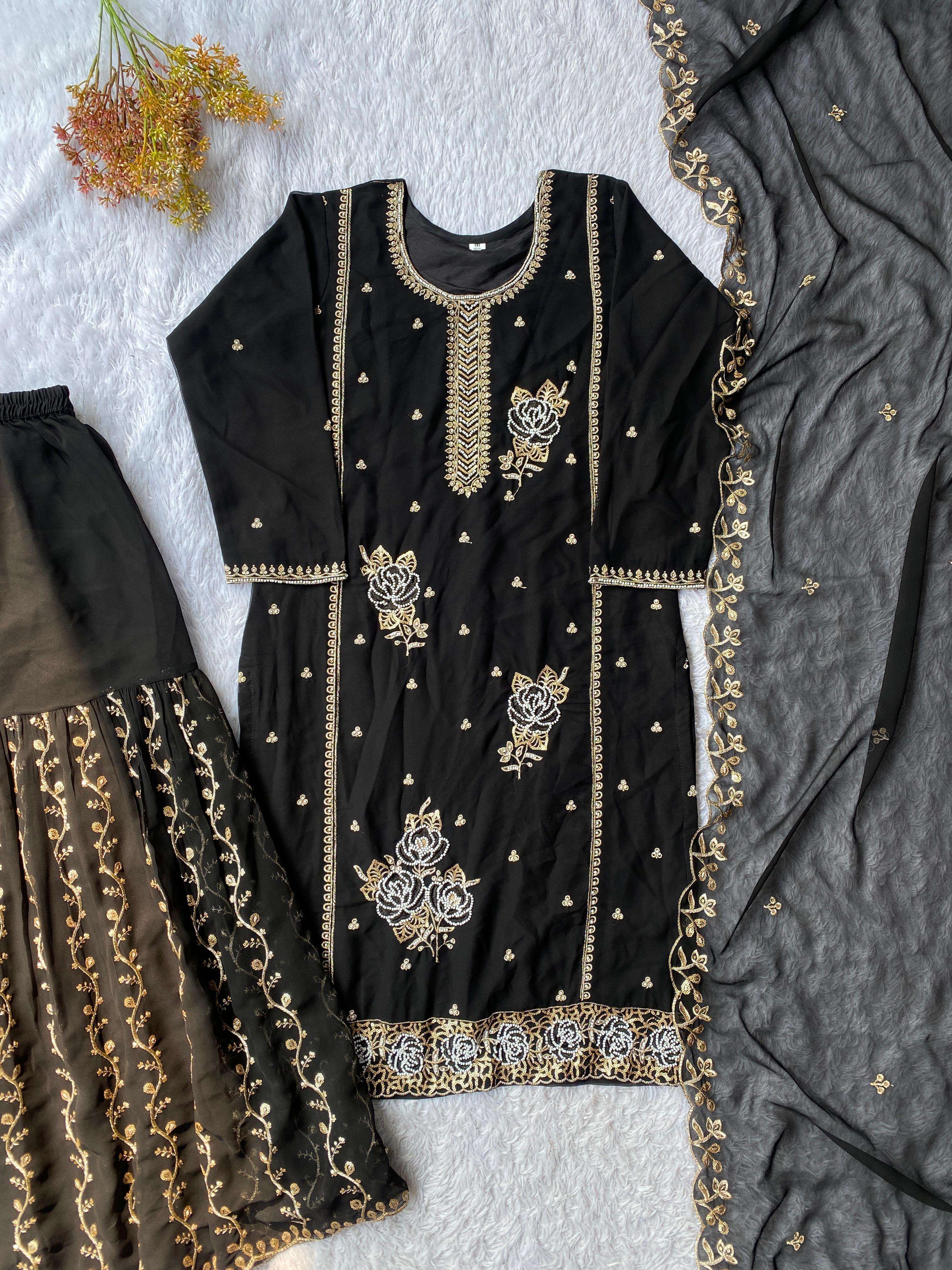 LM 15 GEORGETTE DESIGNER PARTY WEAR LADIES SHARARA SUIT