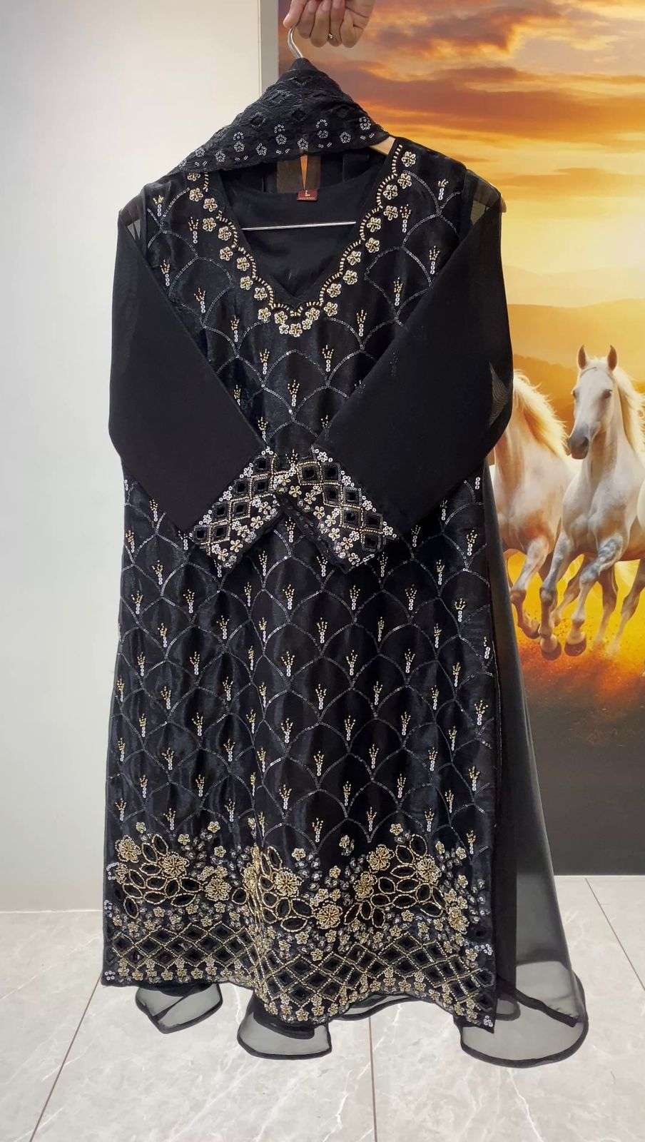 LM 17 SILK SEQUENCE EMBROIDERY DESIGNER WORK PARTY WEAR LADIES SUIT