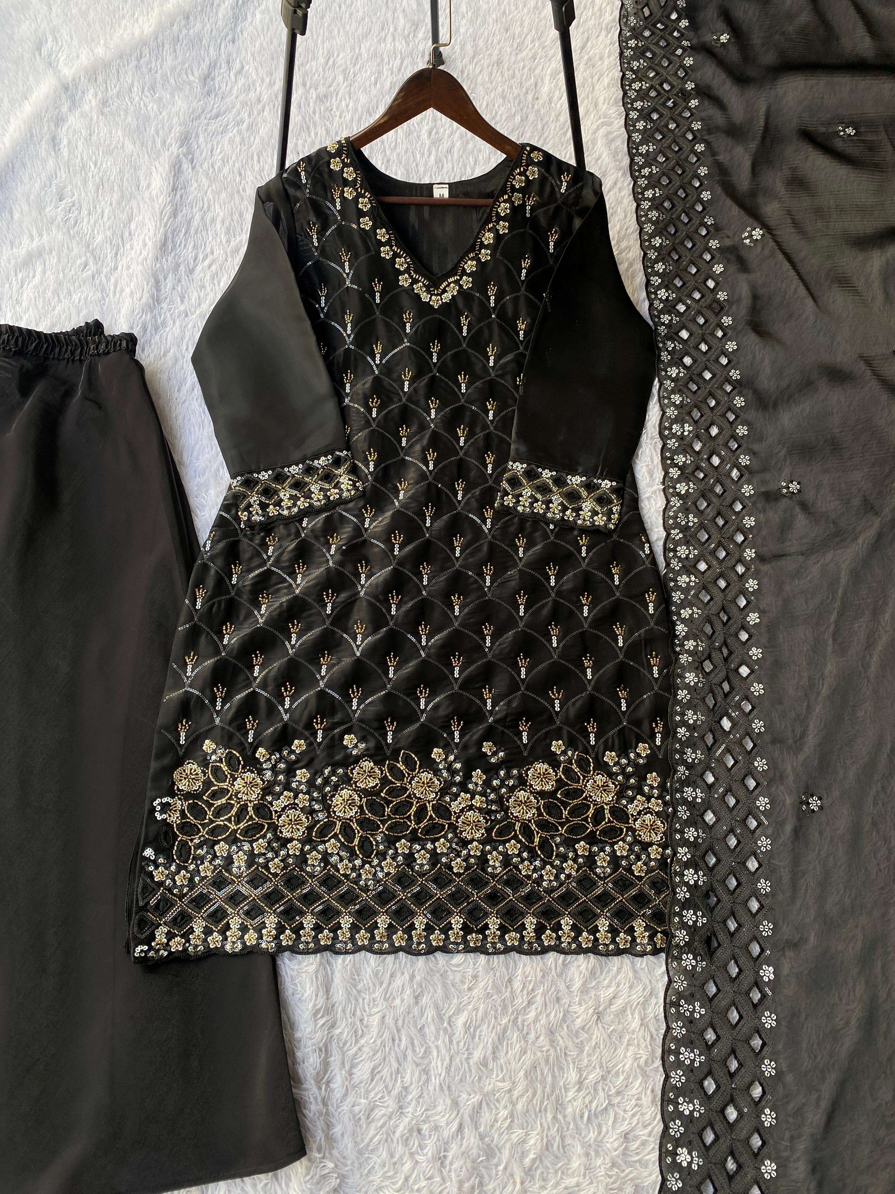 LM 17 SILK SEQUENCE EMBROIDERY DESIGNER WORK PARTY WEAR LADIES SUIT