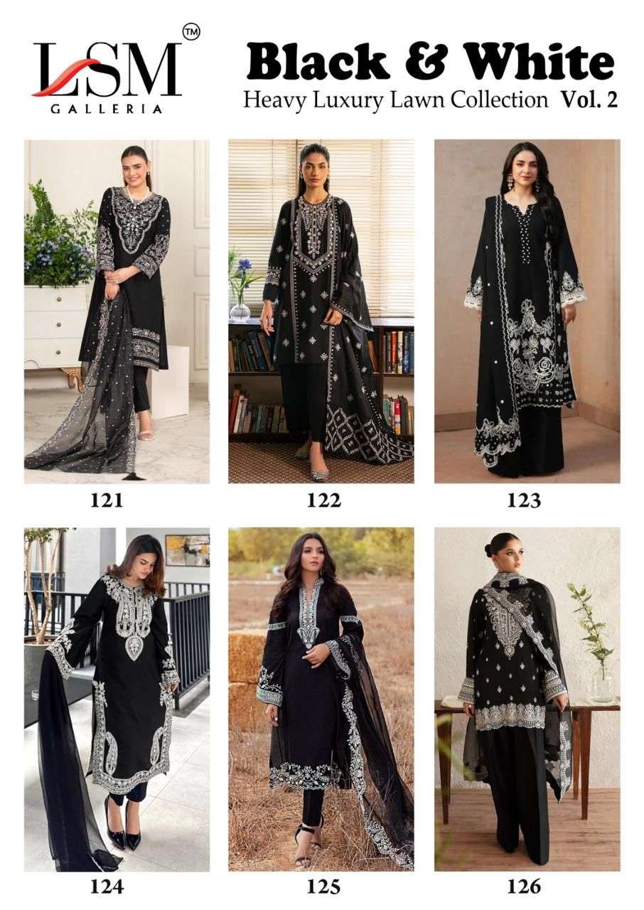 LSM GALLERIA BLACK AND WHITE HEAVY LUXURY LAWN COLLECTION VOL 2