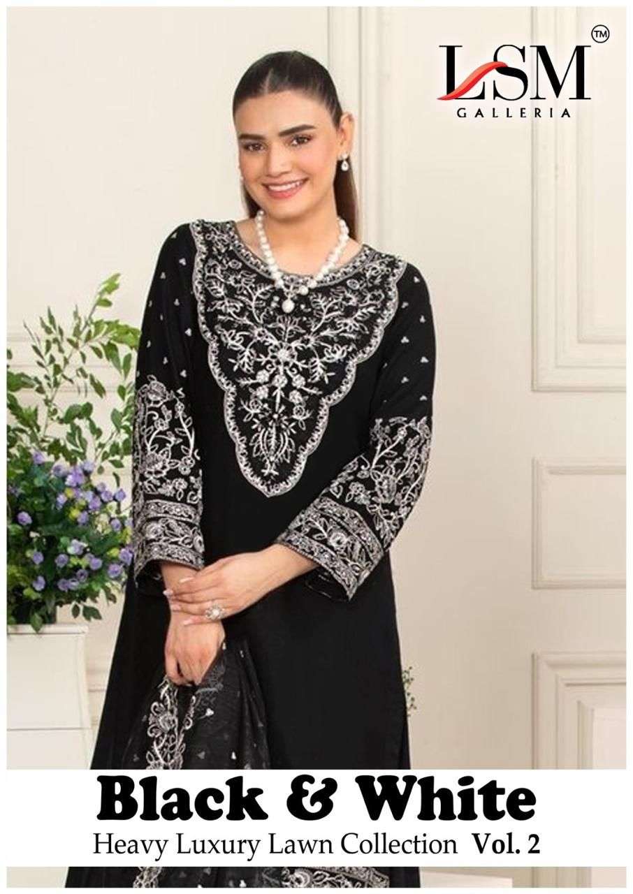 LSM GALLERIA BLACK AND WHITE HEAVY LUXURY LAWN READY MADE COLLECTION VOL 2