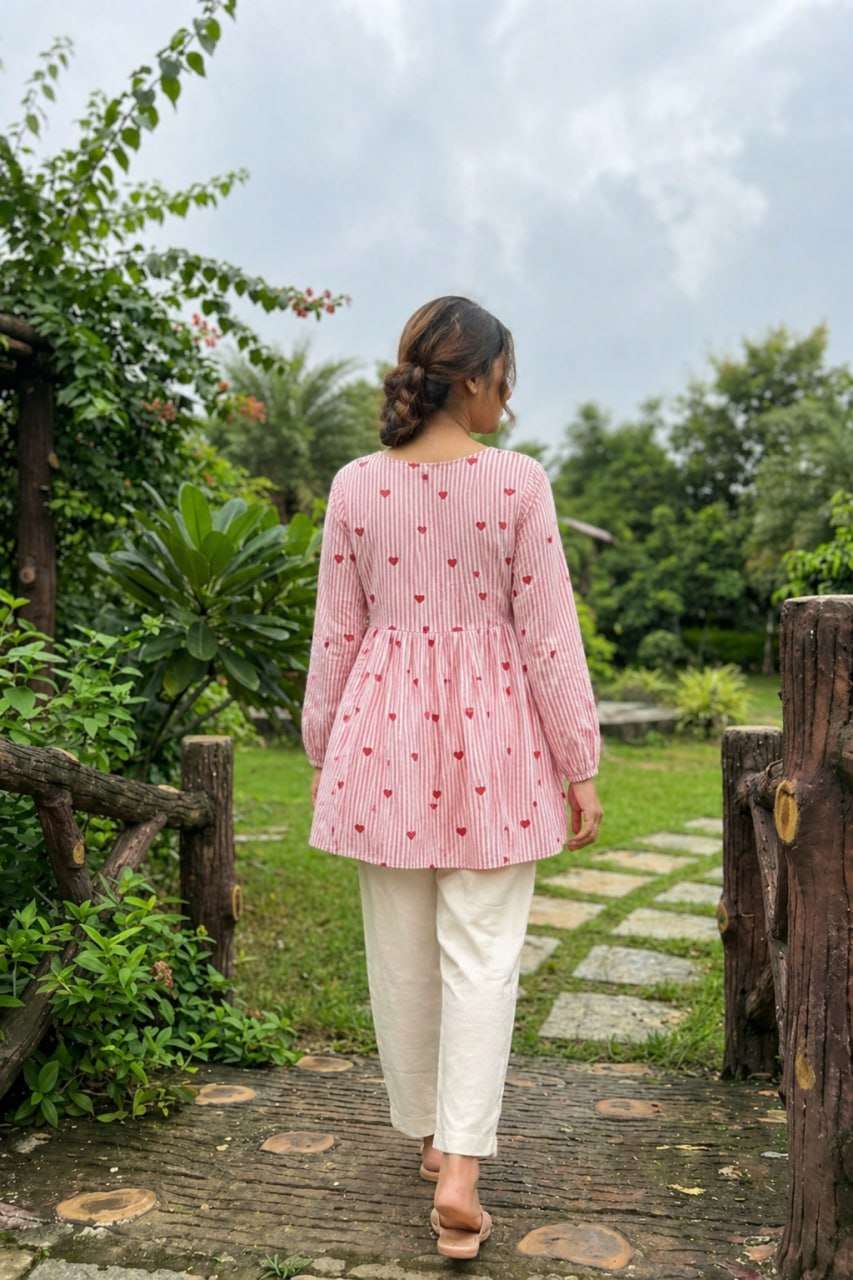 LW 9337 COTTON FANCY SUMMER WEAR LADIES TOP WITH PANT PAIR 