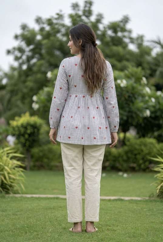 LW 9337 COTTON FANCY SUMMER WEAR LADIES TOP WITH PANT PAIR 