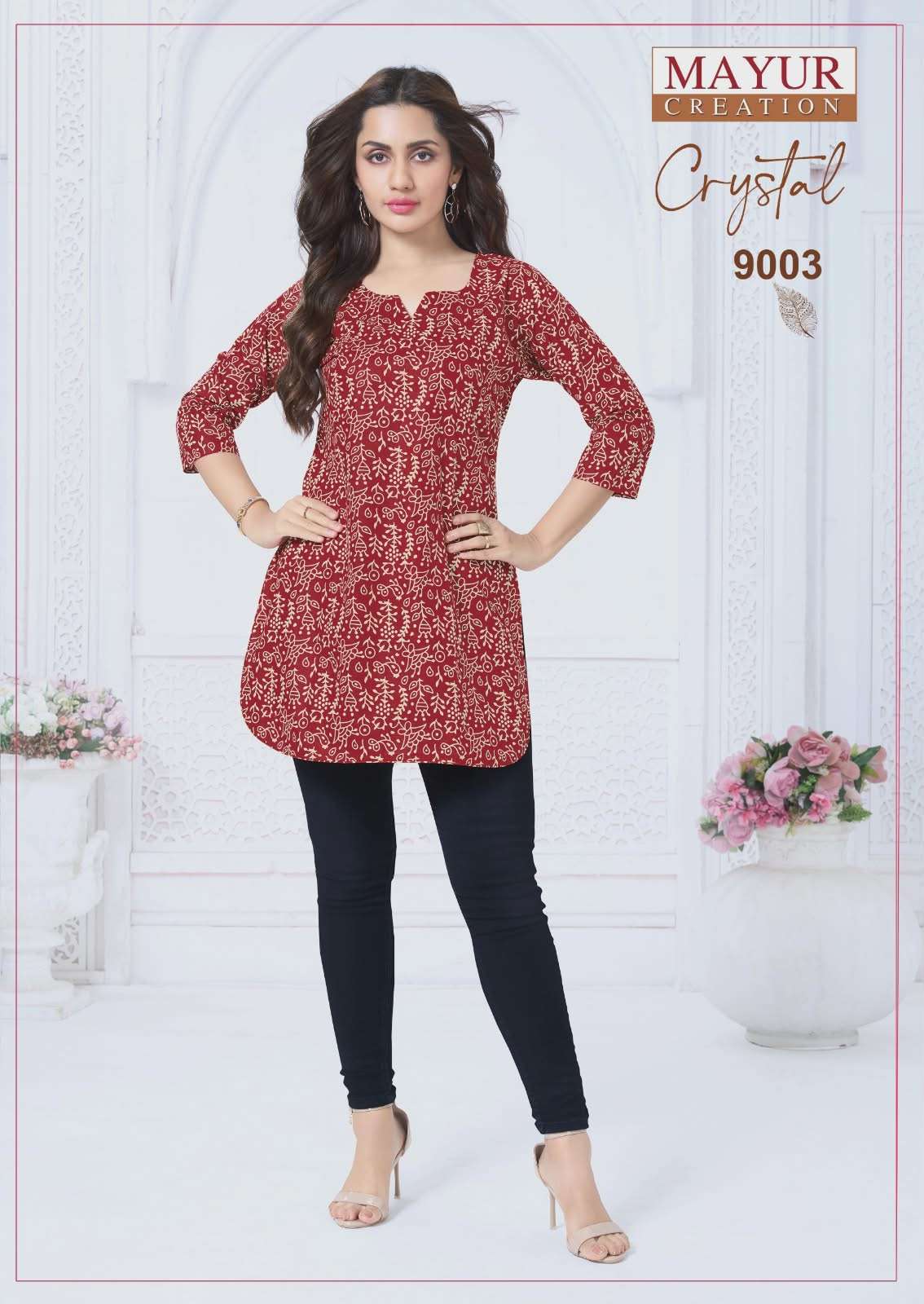  MAYUR CREATION CRYSTAL VOL 9 COTTON PRINT LADIES SHORT KURTI