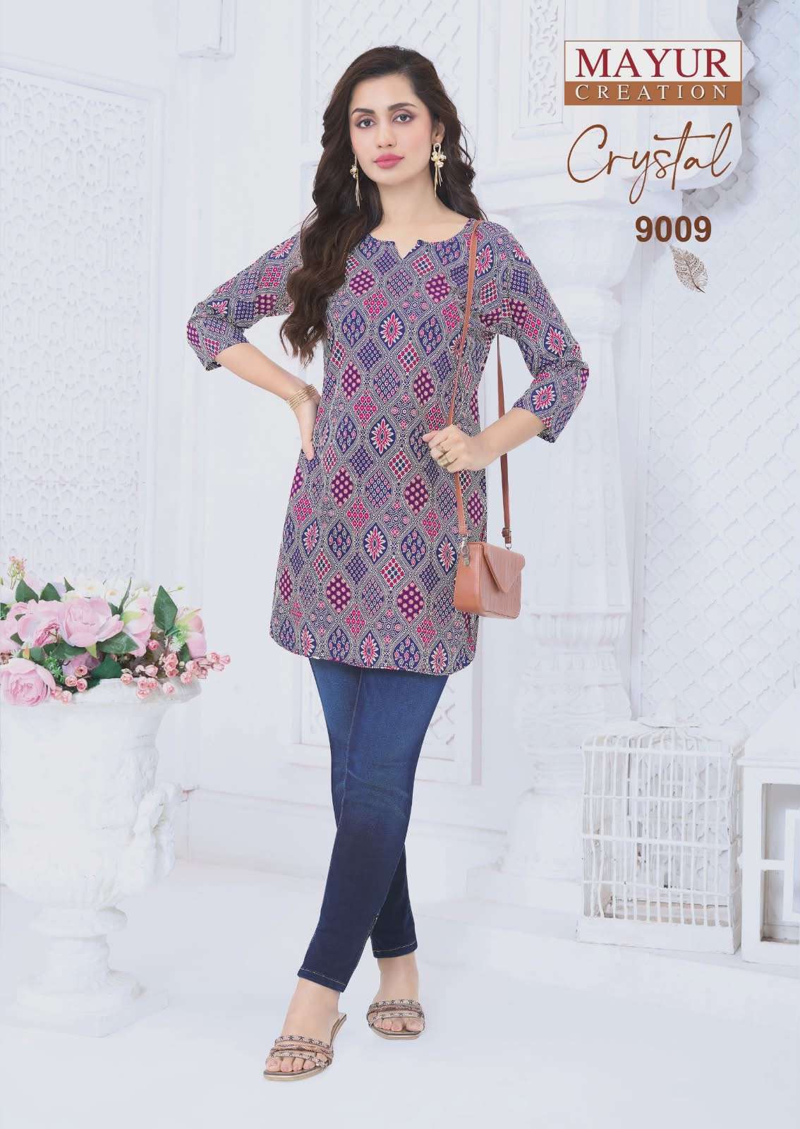  MAYUR CREATION CRYSTAL VOL 9 COTTON PRINT LADIES SHORT KURTI