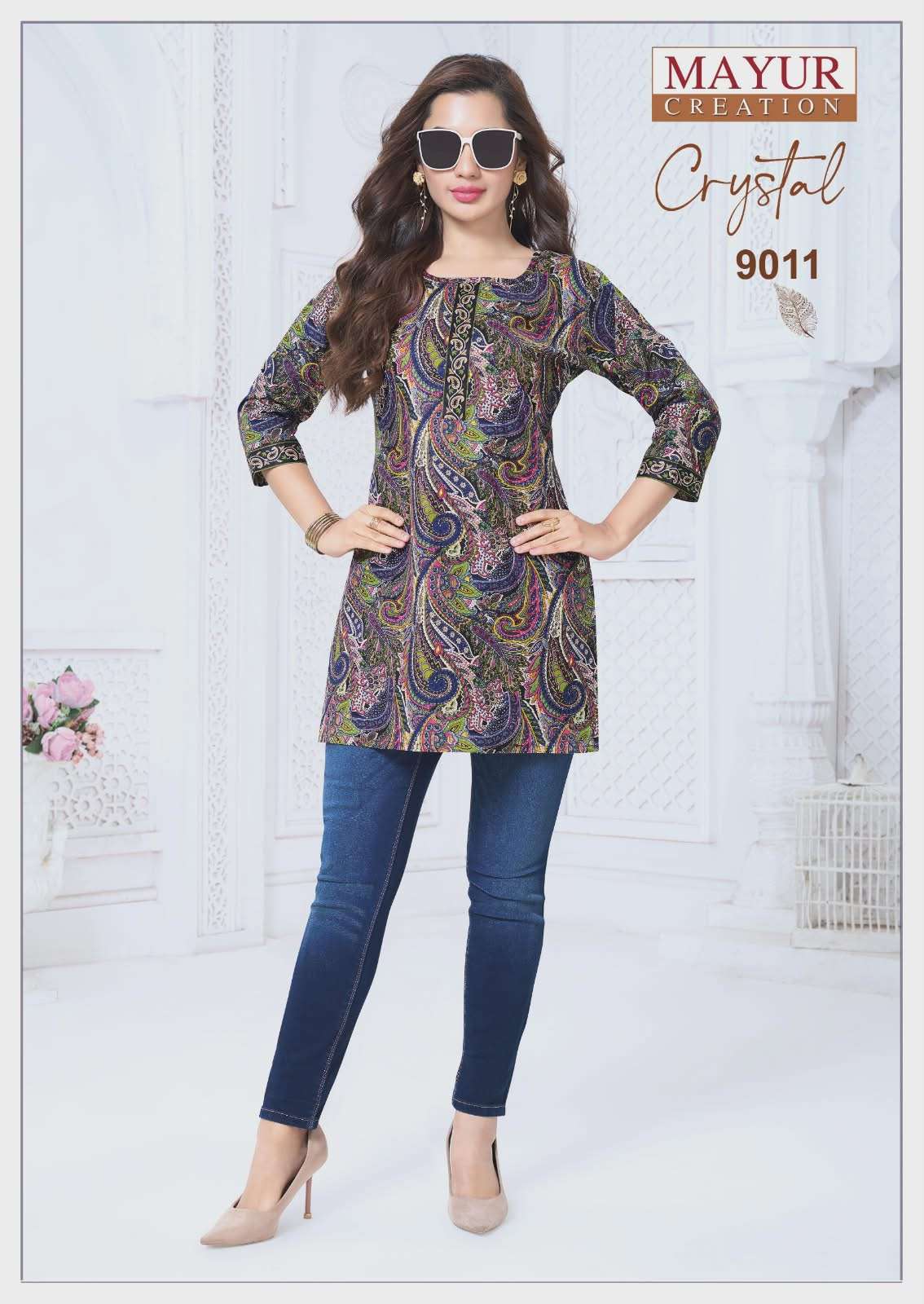  MAYUR CREATION CRYSTAL VOL 9 COTTON PRINT LADIES SHORT KURTI