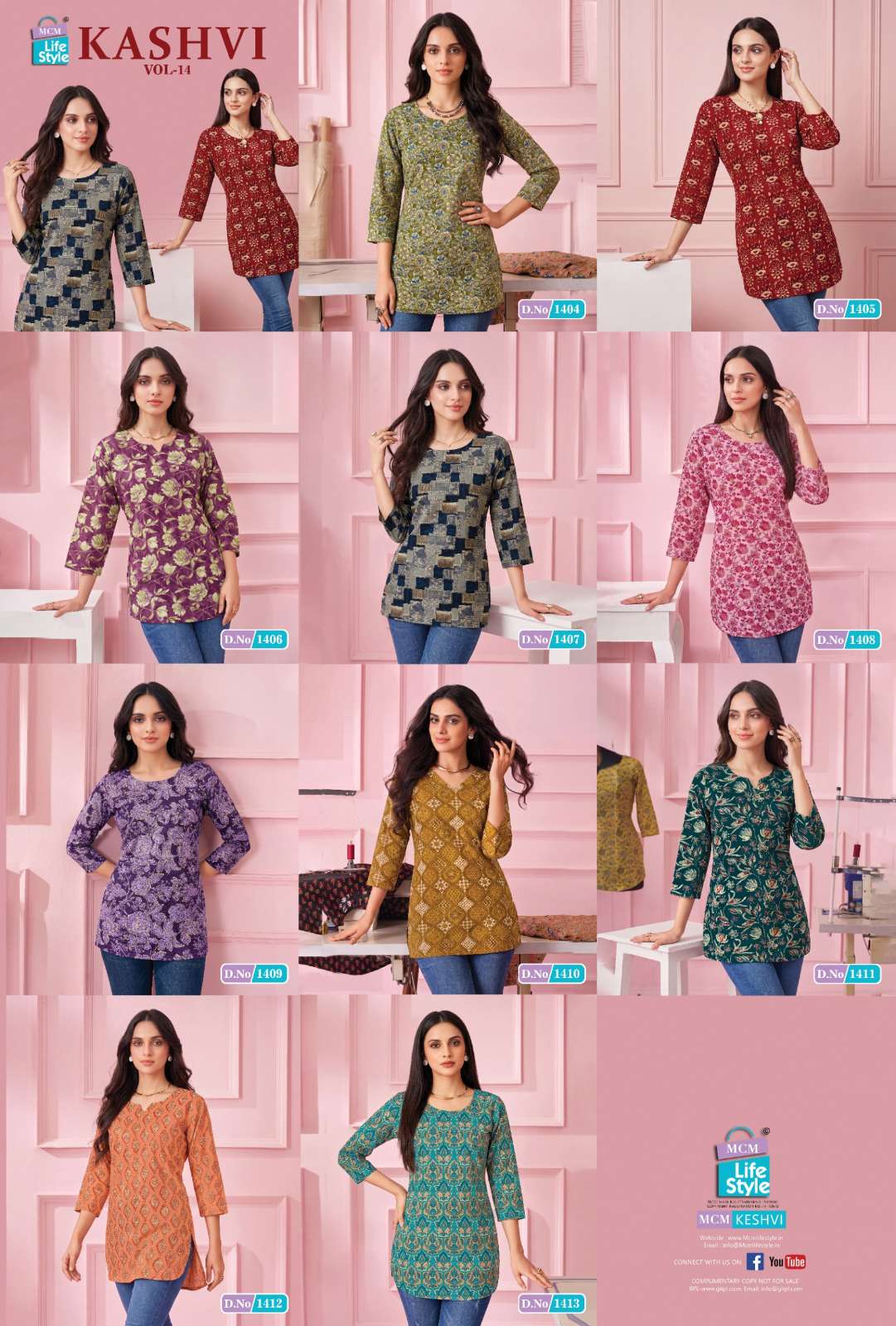 MCM LIFESTYLE KASHVI VOL 14 COTTON PRINT LADIES SUMMER WEAR SHORT KURTI