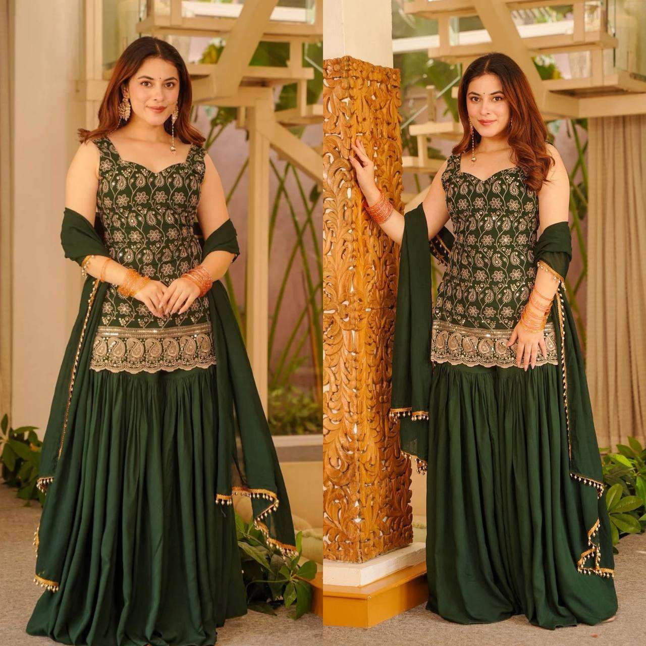 MD 3093 GEORGETTE HEAVY EMBROIDERED DESIGNER WEDDING WEAR LADIES SUIT