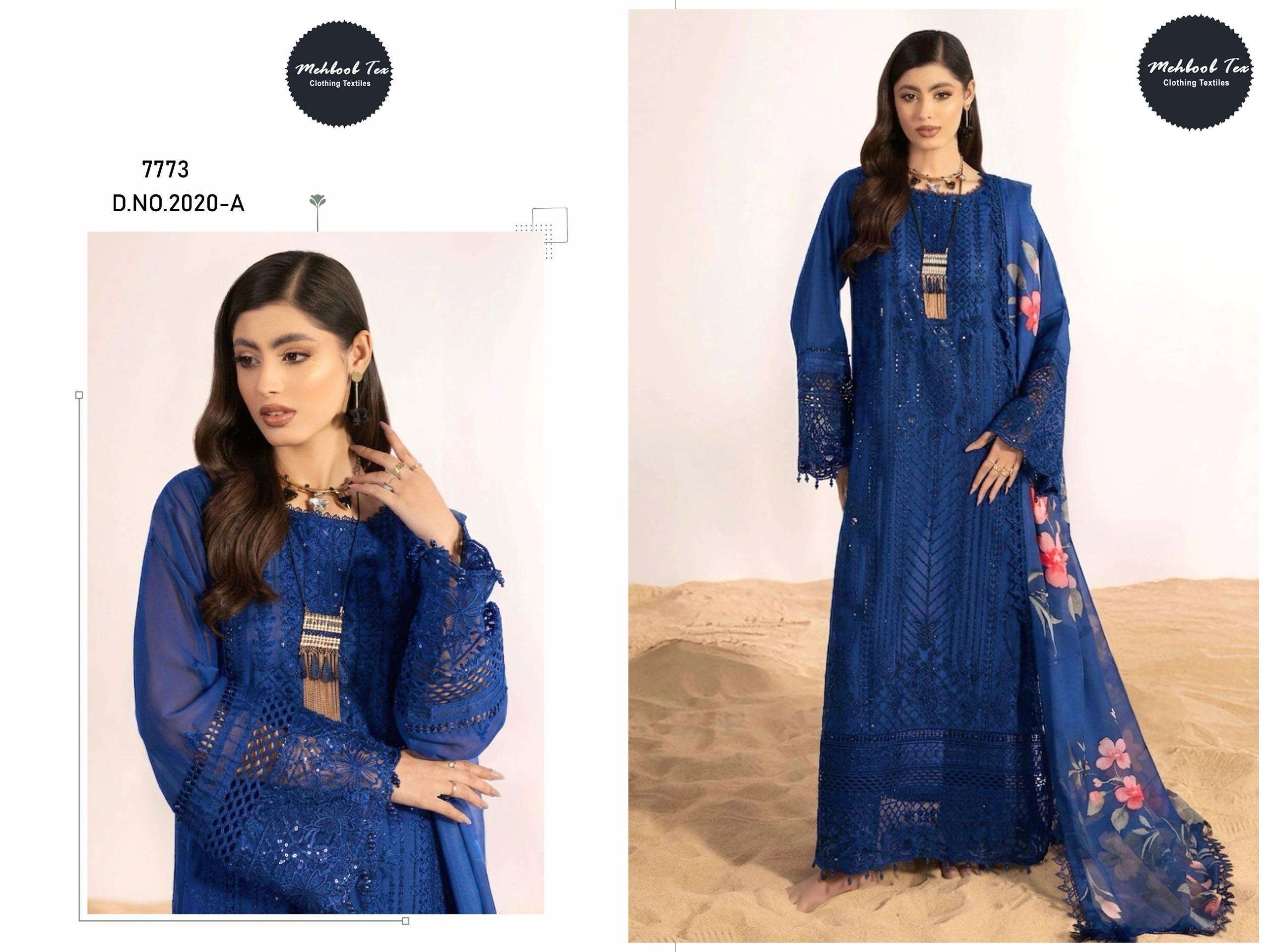 MEHBOOB  TEX D NO 2020 COTTON HEAVY EMBROIDERY DESIGNER WORK SUIT