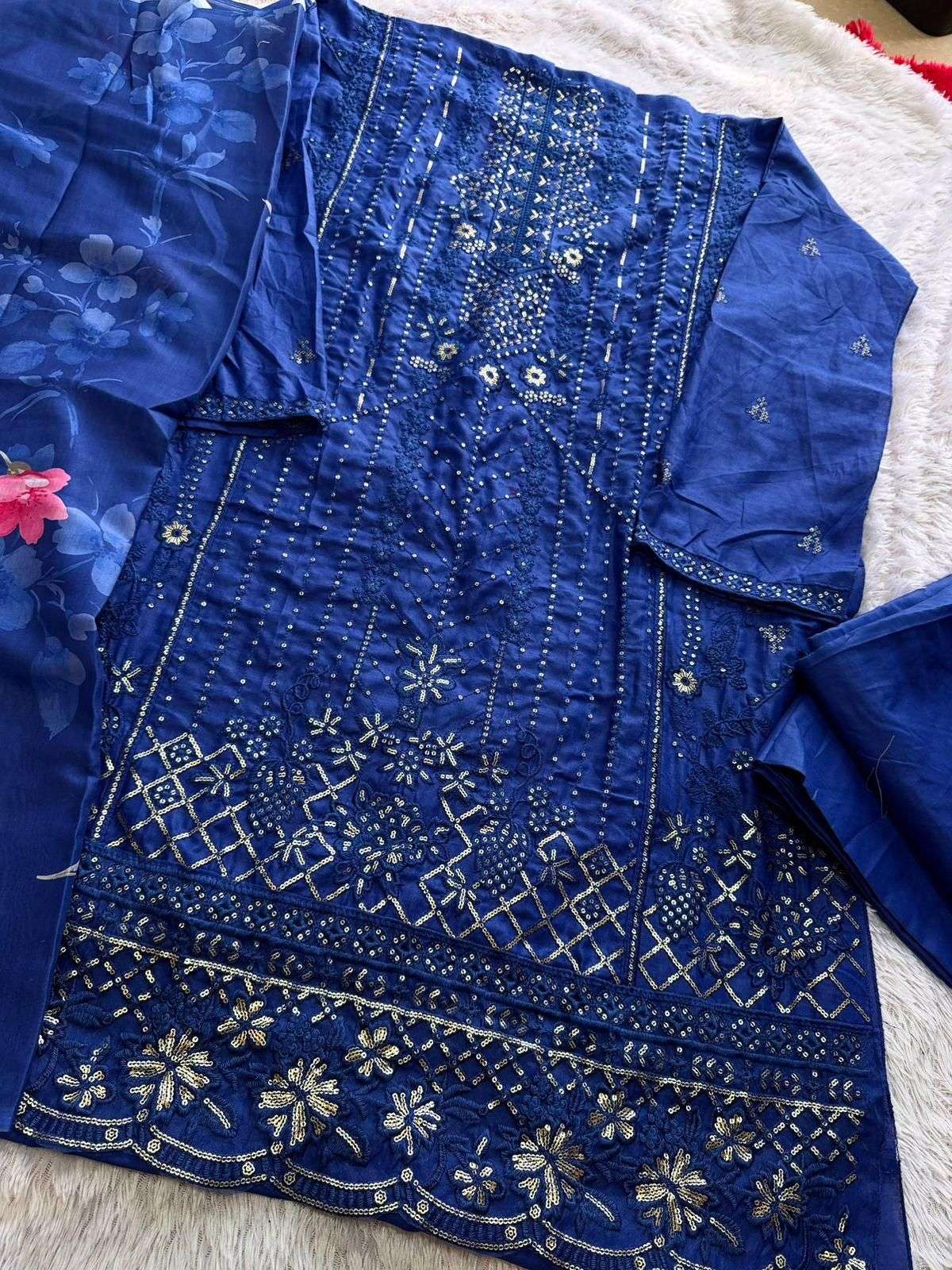MEHBOOB  TEX D NO 2020 COTTON HEAVY EMBROIDERY DESIGNER WORK SUIT