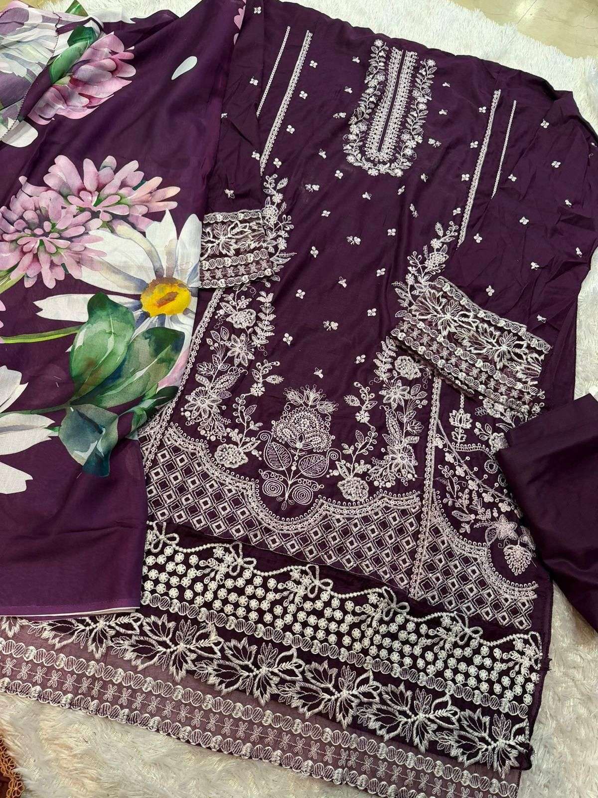 MEHBOOB  TEX D NO 2020 COTTON HEAVY EMBROIDERY DESIGNER WORK SUIT