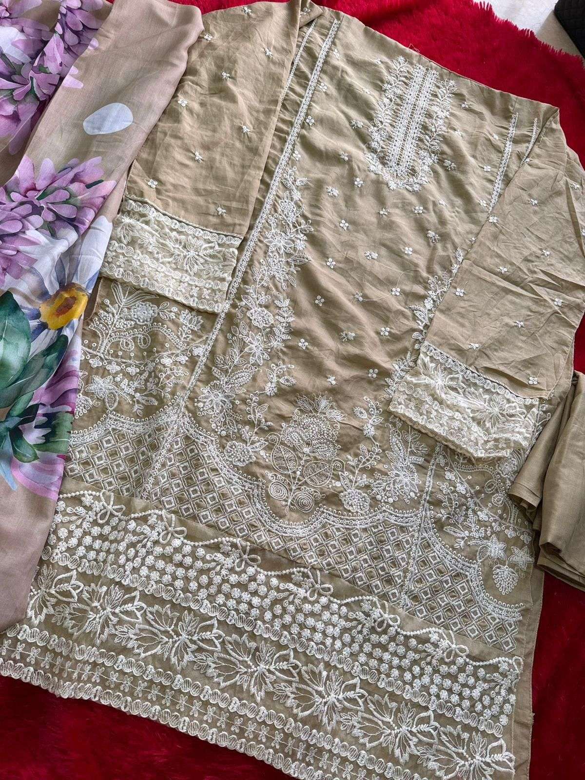 MEHBOOB  TEX D NO 2020 COTTON HEAVY EMBROIDERY DESIGNER WORK SUIT