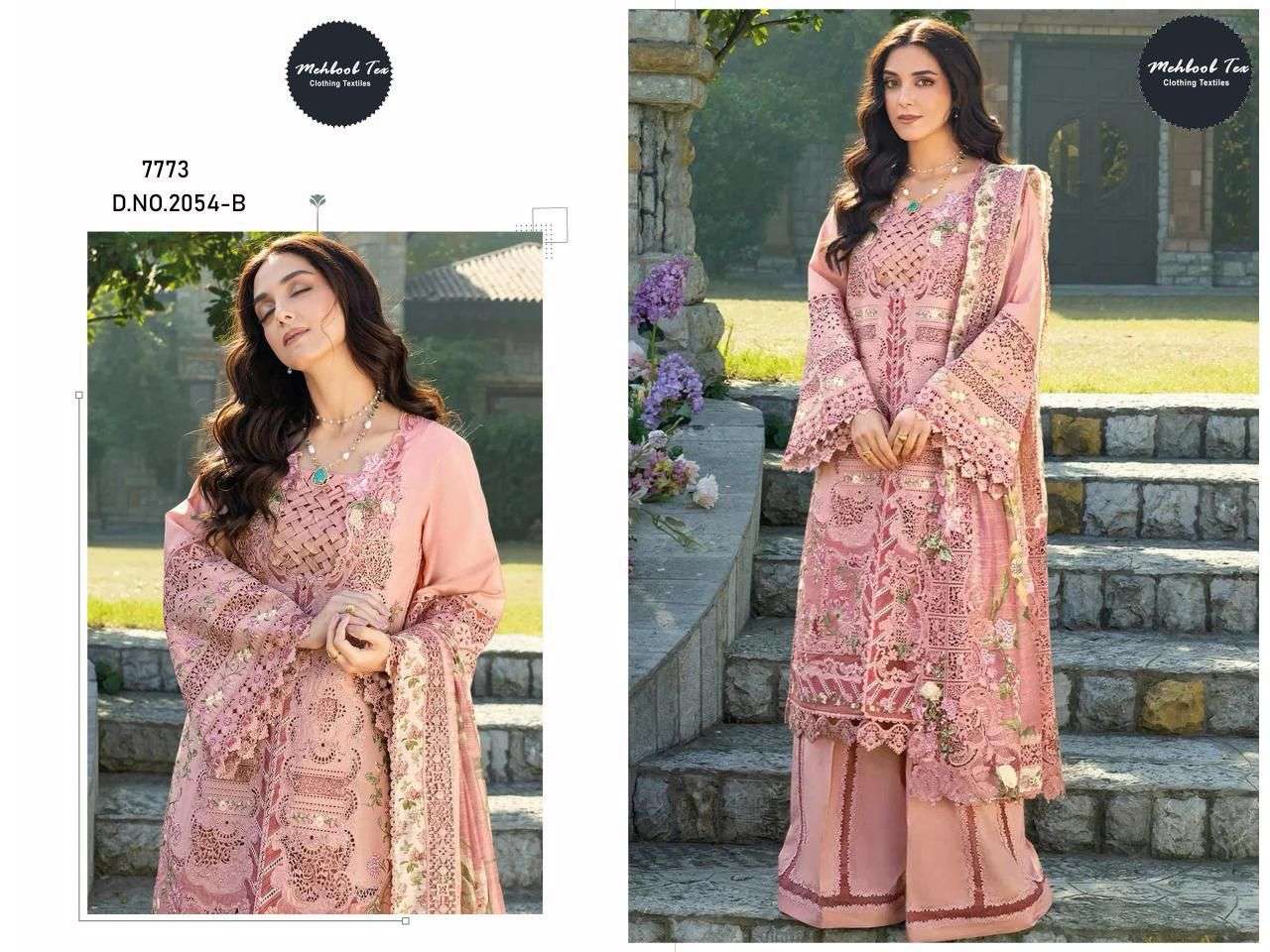 MEHBOOB TEX D NO 2054 COTTON WITH HEAVY EMBROIDERY DESIGNER SUIT