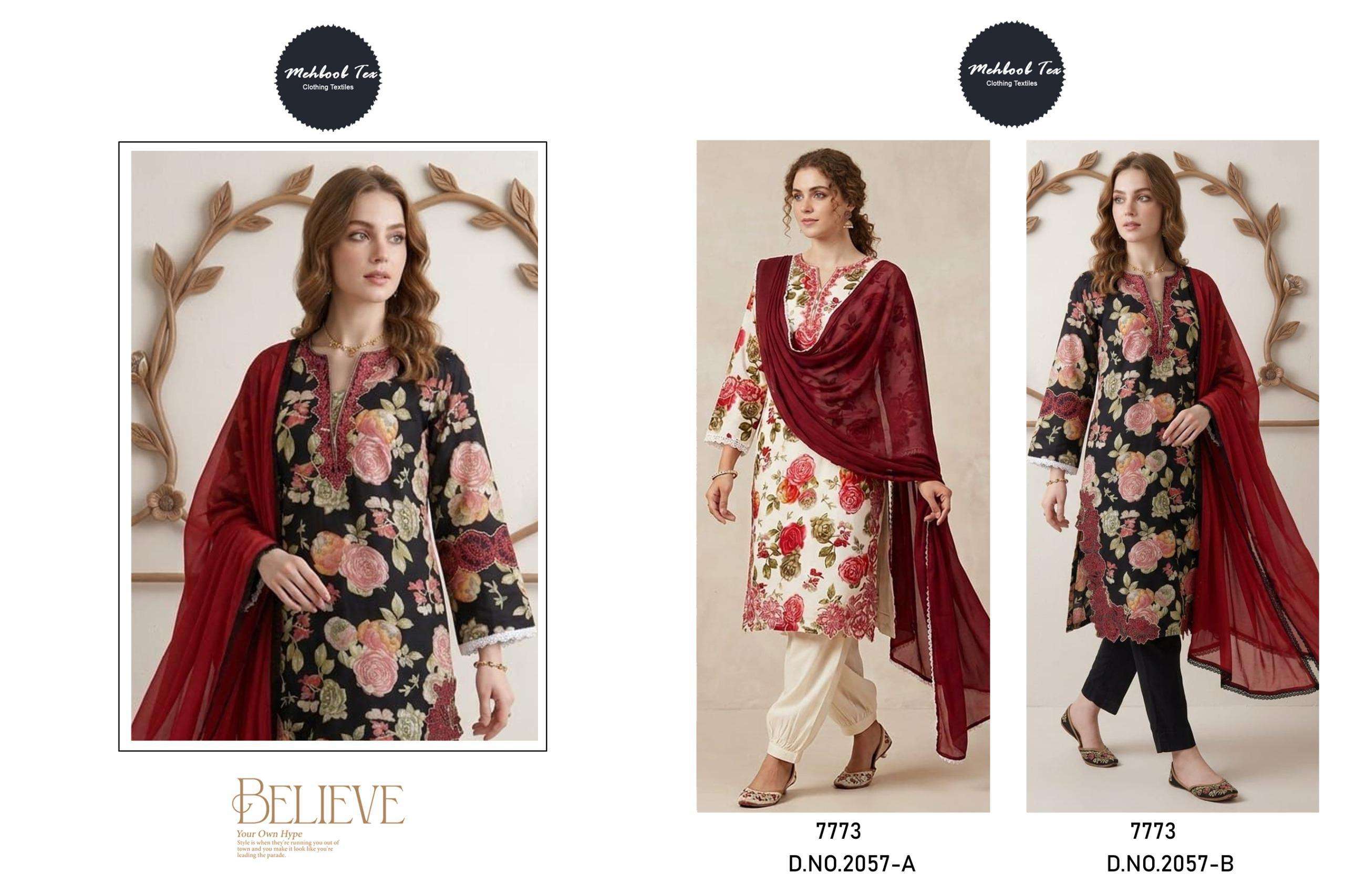 MEHBOOB TEX D NO 2057 RAYON FANCY WORKS READY MADE PAKISTANI SUIT