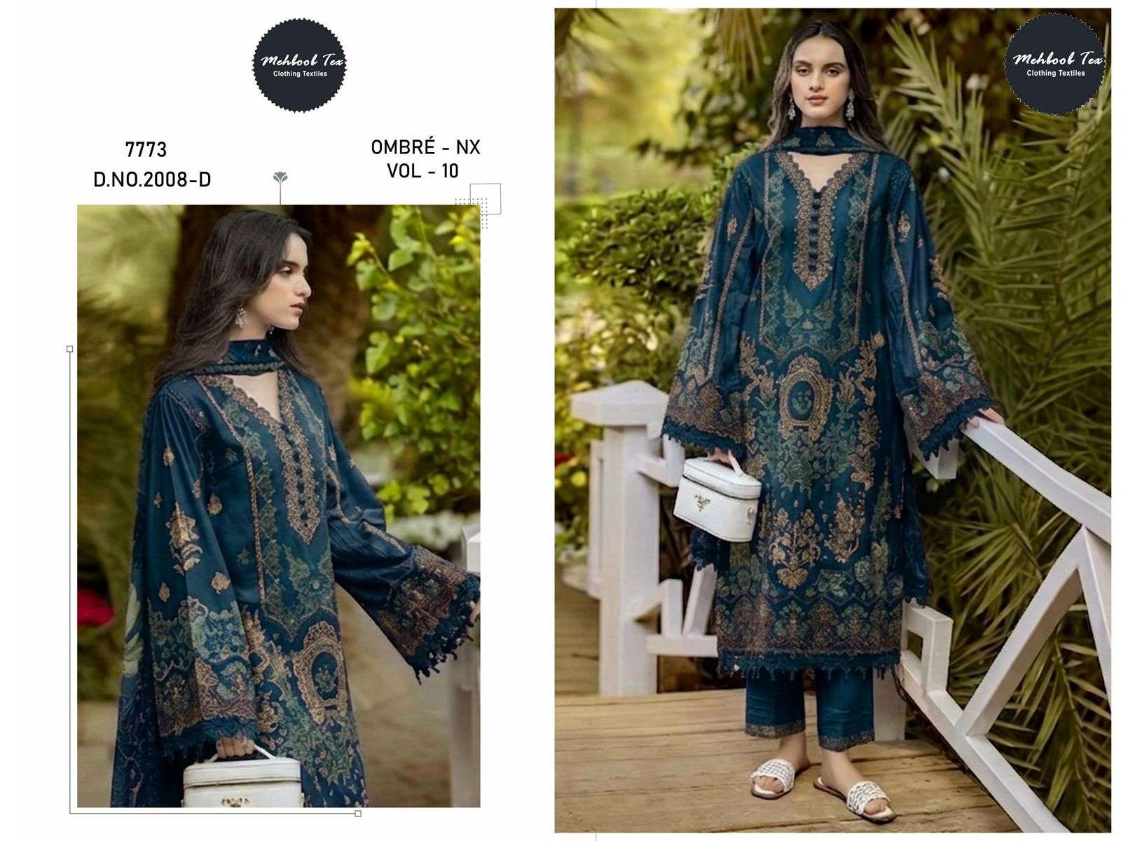 MEHBOOB  TEX  OMBRE NX VOL 10 COTTON EMBROIDERY DESIGNER WORK SUIT