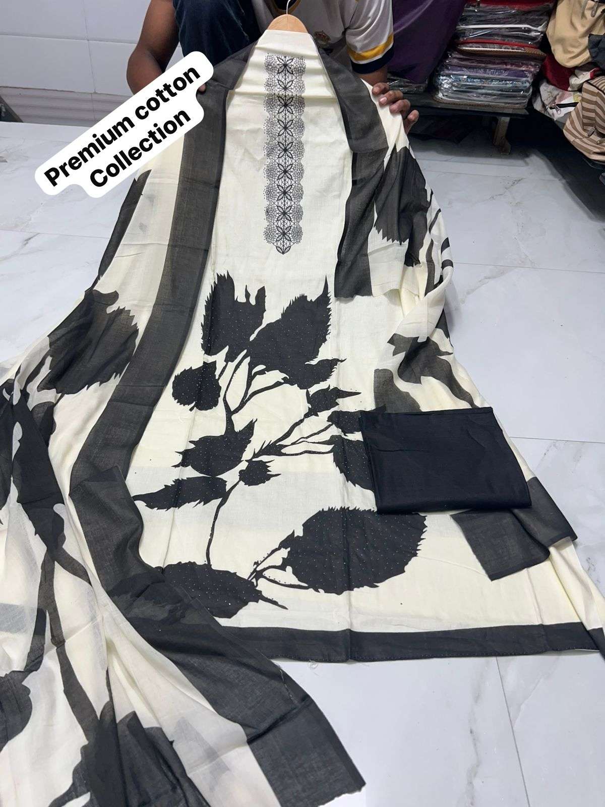 MF PREMIUM PAKISTANI SUIT COLLECTION COTTON KARACHI PRINTS WITH FANCY WORK SUIT