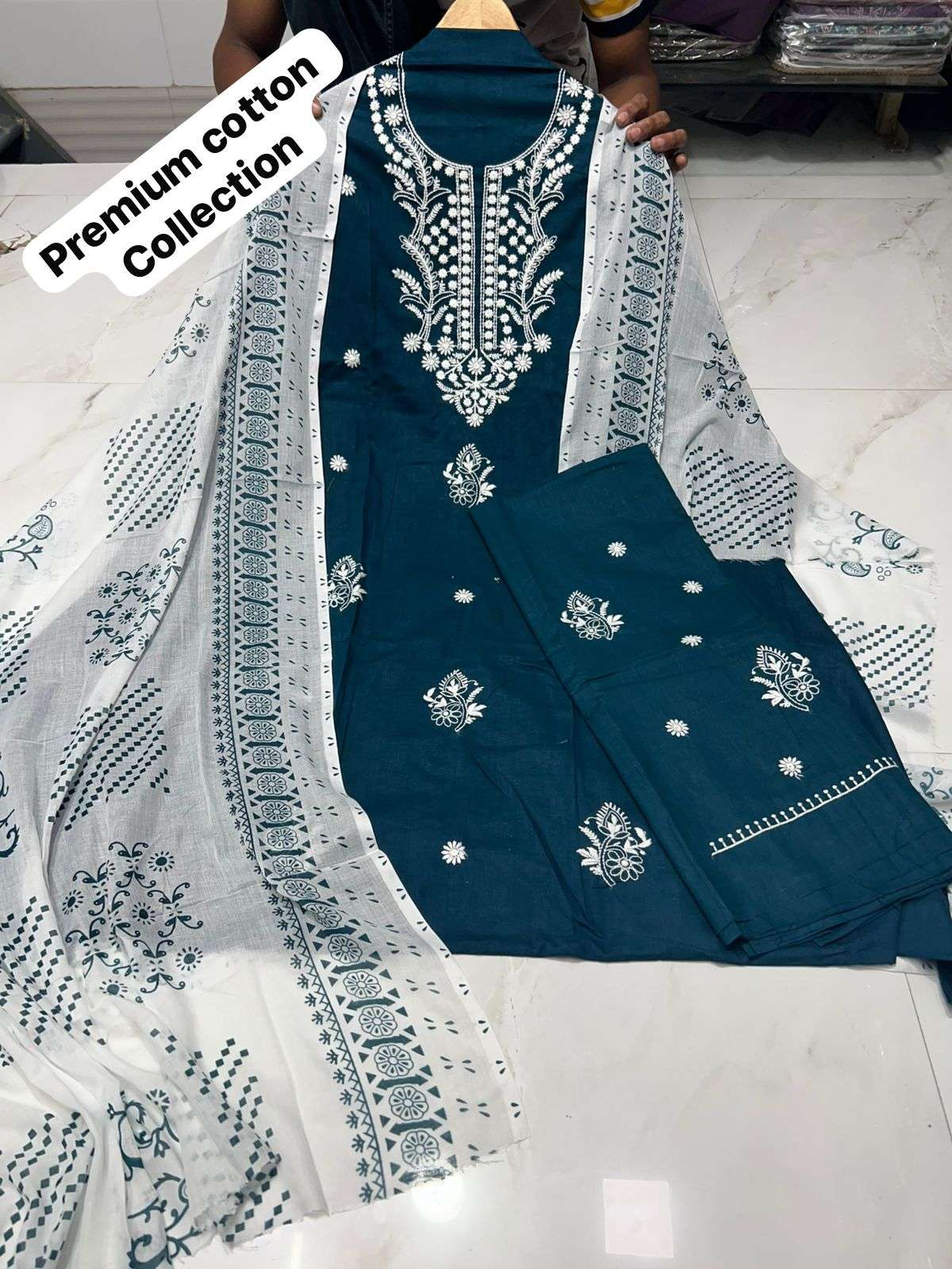 MF PREMIUM PAKISTANI SUIT COLLECTION COTTON KARACHI PRINTS WITH FANCY WORK SUIT