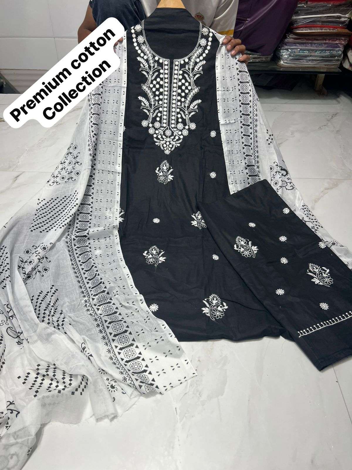 MF PREMIUM PAKISTANI SUIT COLLECTION COTTON KARACHI PRINTS WITH FANCY WORK SUIT