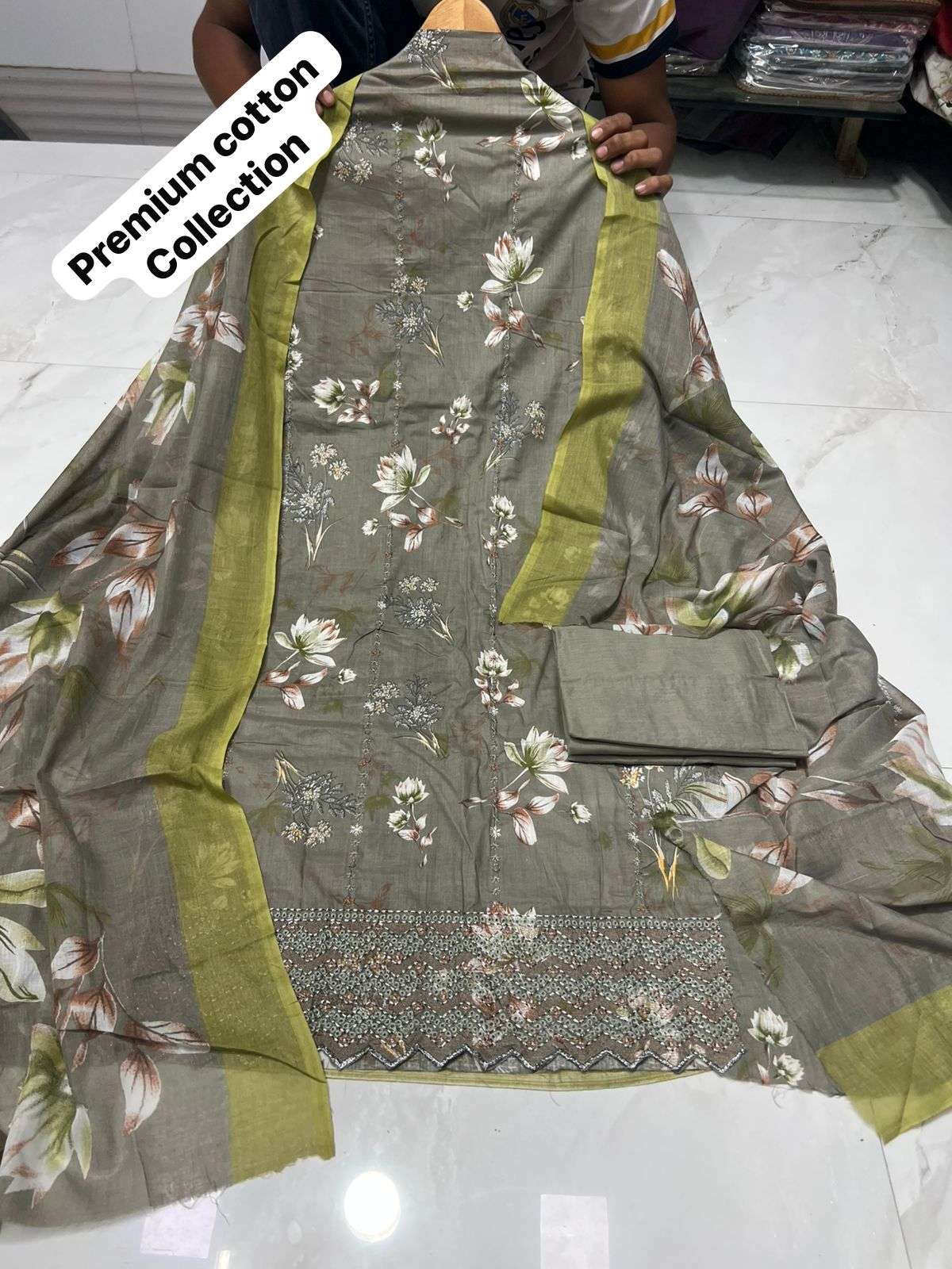 MF PREMIUM PAKISTANI SUIT COLLECTION COTTON KARACHI PRINTS WITH FANCY WORK SUIT