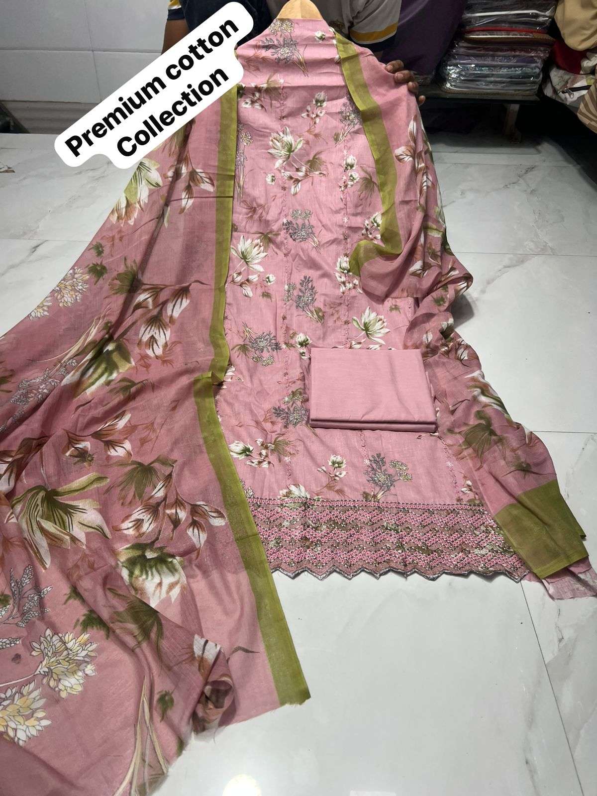 MF PREMIUM PAKISTANI SUIT COLLECTION COTTON KARACHI PRINTS WITH FANCY WORK SUIT
