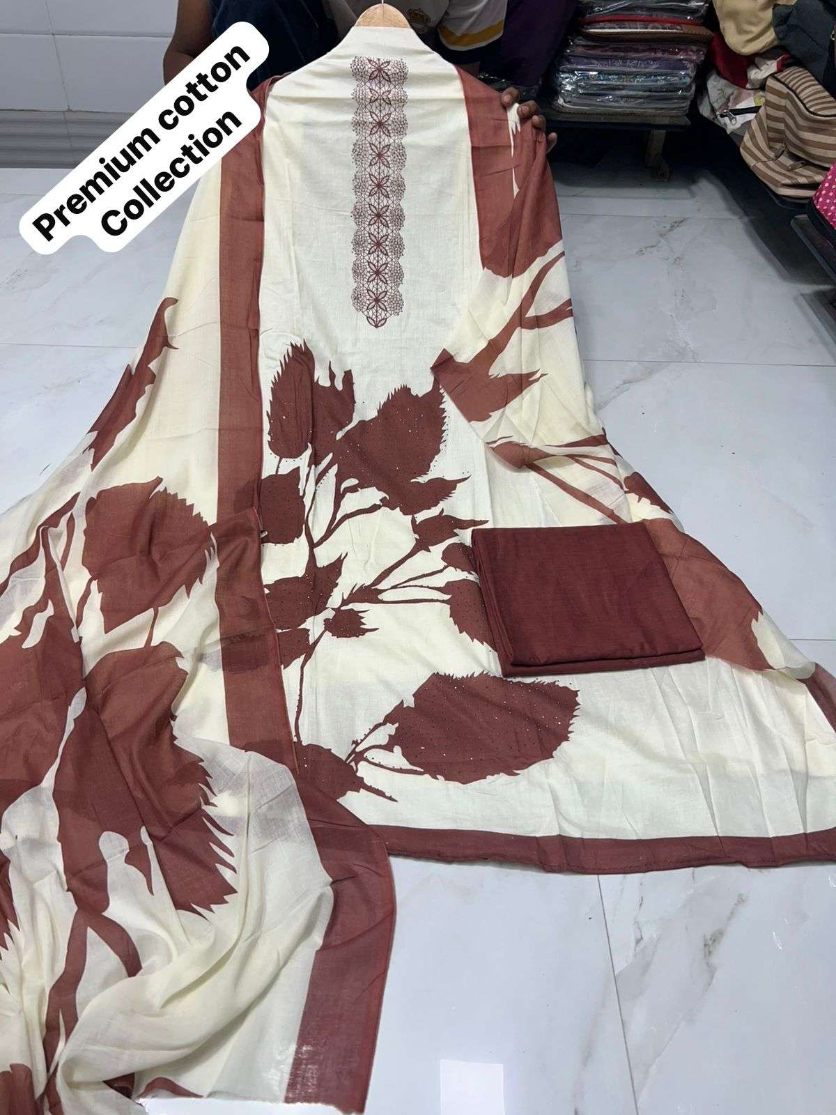 MF PREMIUM PAKISTANI SUIT COLLECTION COTTON KARACHI PRINTS WITH FANCY WORK SUIT